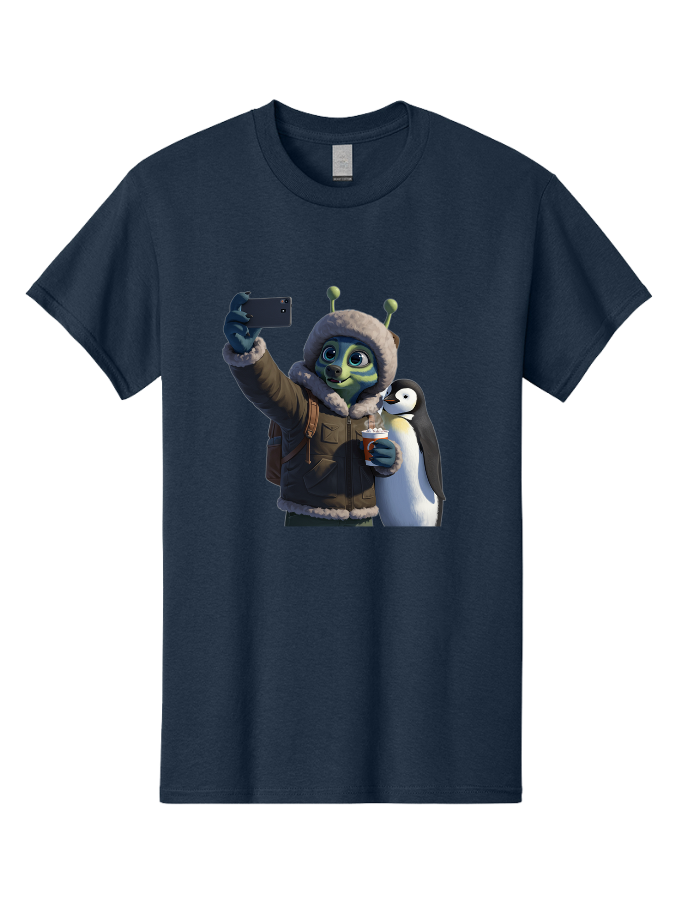 Alien-With-Penguin Men'S Graphic Tee, 100% Cotton, Comfortable Casual Summer Wear, Machine Washable, Vintage Camera, Old Camera, Antique Camera, Black Camera, Classic Photography, Photography Equipment, Nostalgic Device, Film Camera, Baj926