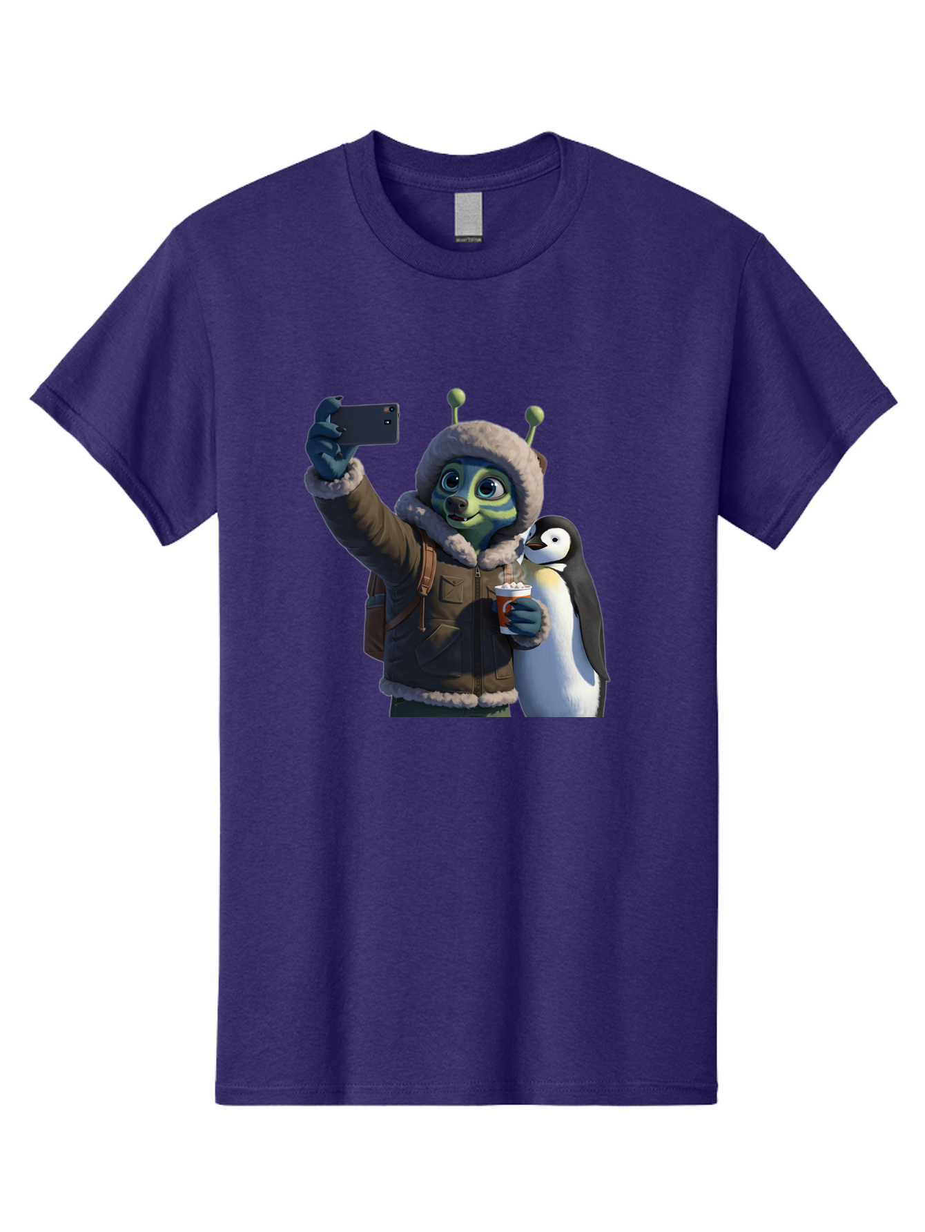 Alien-With-Penguin Men'S Graphic Tee, 100% Cotton, Comfortable Casual Summer Wear, Machine Washable, Vintage Camera, Old Camera, Antique Camera, Black Camera, Classic Photography, Photography Equipment, Nostalgic Device, Film Camera, Baj926