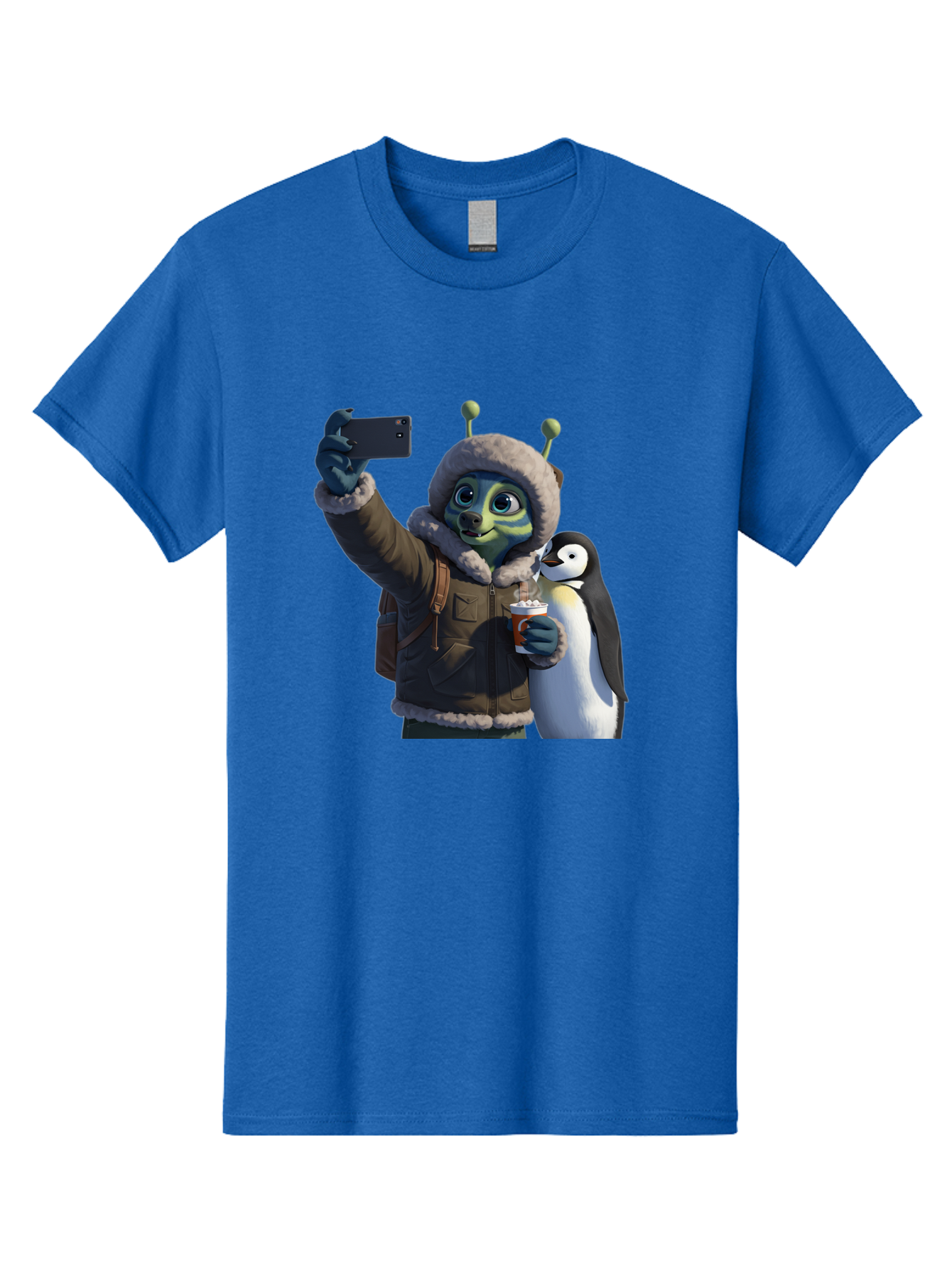 Alien-With-Penguin Men'S Graphic Tee, 100% Cotton, Comfortable Casual Summer Wear, Machine Washable, Vintage Camera, Old Camera, Antique Camera, Black Camera, Classic Photography, Photography Equipment, Nostalgic Device, Film Camera, Baj926