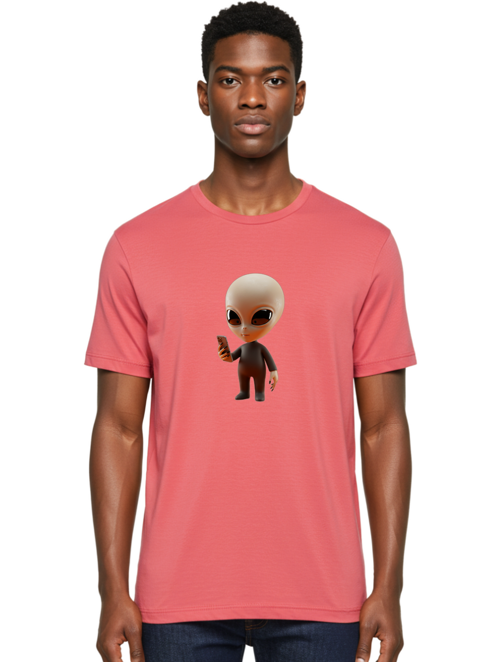 Alien-With-Smartphone Men'S Graphic Tee, 100% Cotton, Comfortable Casual Summer Wear, Machine Washable, Vintage Camera, Old Camera, Antique Camera, Black Camera, Classic Photography, Photography Equipment, Nostalgic Device, Film Camera, Baj927