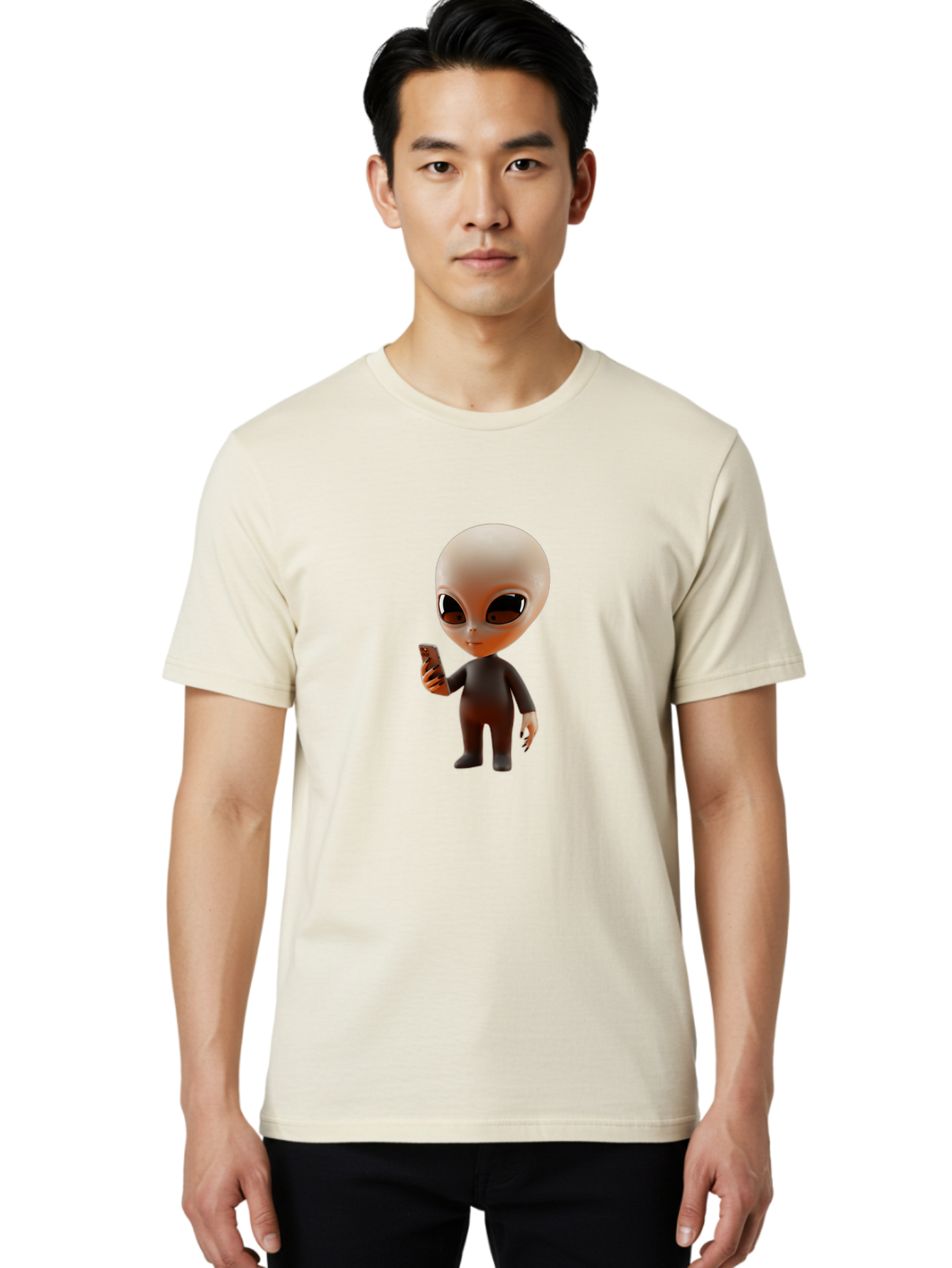 Alien-With-Smartphone Men'S Graphic Tee, 100% Cotton, Comfortable Casual Summer Wear, Machine Washable, Vintage Camera, Old Camera, Antique Camera, Black Camera, Classic Photography, Photography Equipment, Nostalgic Device, Film Camera, Baj927