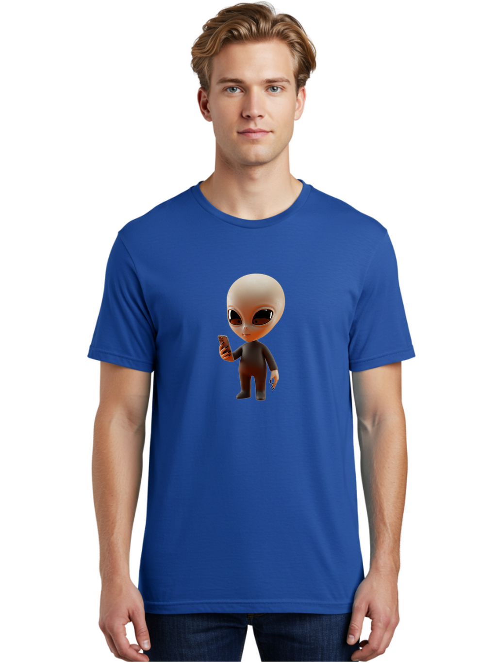 Alien-With-Smartphone Men'S Graphic Tee, 100% Cotton, Comfortable Casual Summer Wear, Machine Washable, Vintage Camera, Old Camera, Antique Camera, Black Camera, Classic Photography, Photography Equipment, Nostalgic Device, Film Camera, Baj927