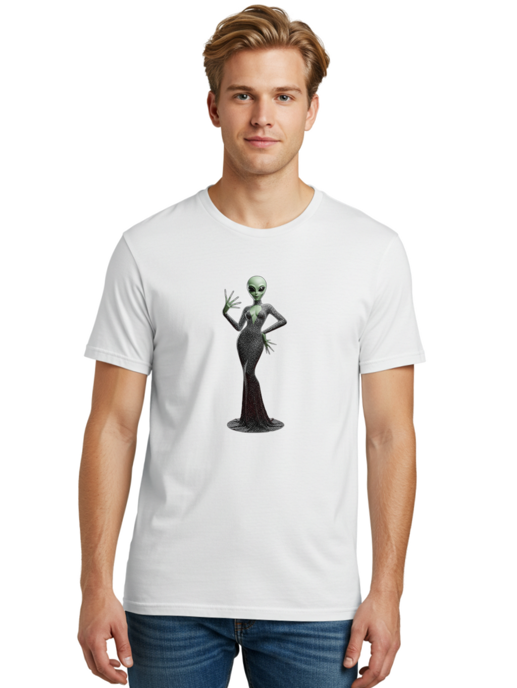 Alien-Woman-1 Men'S Graphic Tee, 100% Cotton, Comfortable Casual Summer Wear, Machine Washable, Vintage Camera, Old Camera, Antique Camera, Black Camera, Classic Photography, Photography Equipment, Nostalgic Device, Film Camera, Camera Art Baj928