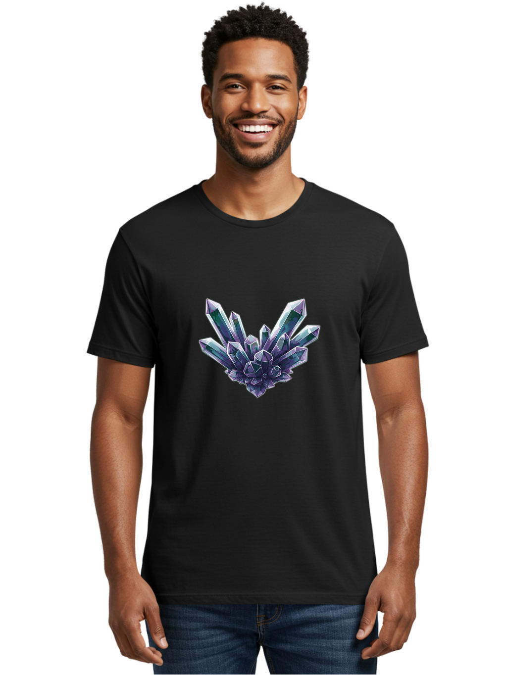 Amethyst-Crystal-Cluster-1 Men'S Graphic Tee, 100% Cotton, Comfortable Casual Summer Wear, Machine Washable, Vintage Camera, Old Camera, Antique Camera, Black Camera, Classic Photography, Photography Equipment, Nostalgic Device, Film Camera, Baj935
