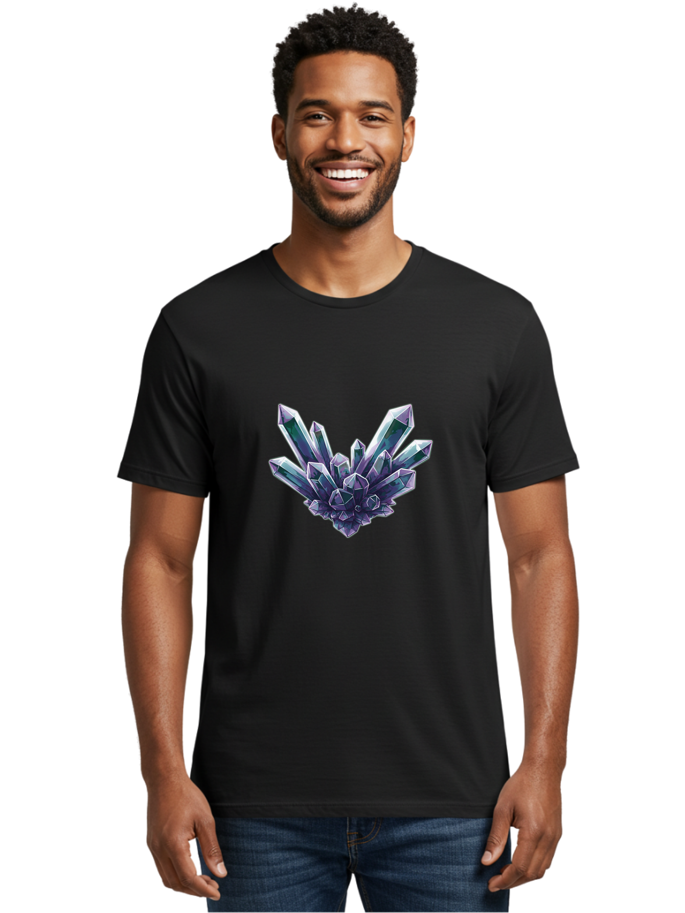 Amethyst-Crystal-Cluster-1 Men'S Graphic Tee, 100% Cotton, Comfortable Casual Summer Wear, Machine Washable, Vintage Camera, Old Camera, Antique Camera, Black Camera, Classic Photography, Photography Equipment, Nostalgic Device, Film Camera, Baj935
