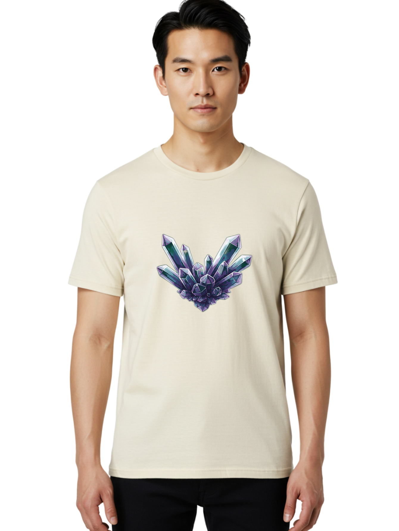 Amethyst-Crystal-Cluster-1 Men'S Graphic Tee, 100% Cotton, Comfortable Casual Summer Wear, Machine Washable, Vintage Camera, Old Camera, Antique Camera, Black Camera, Classic Photography, Photography Equipment, Nostalgic Device, Film Camera, Baj935