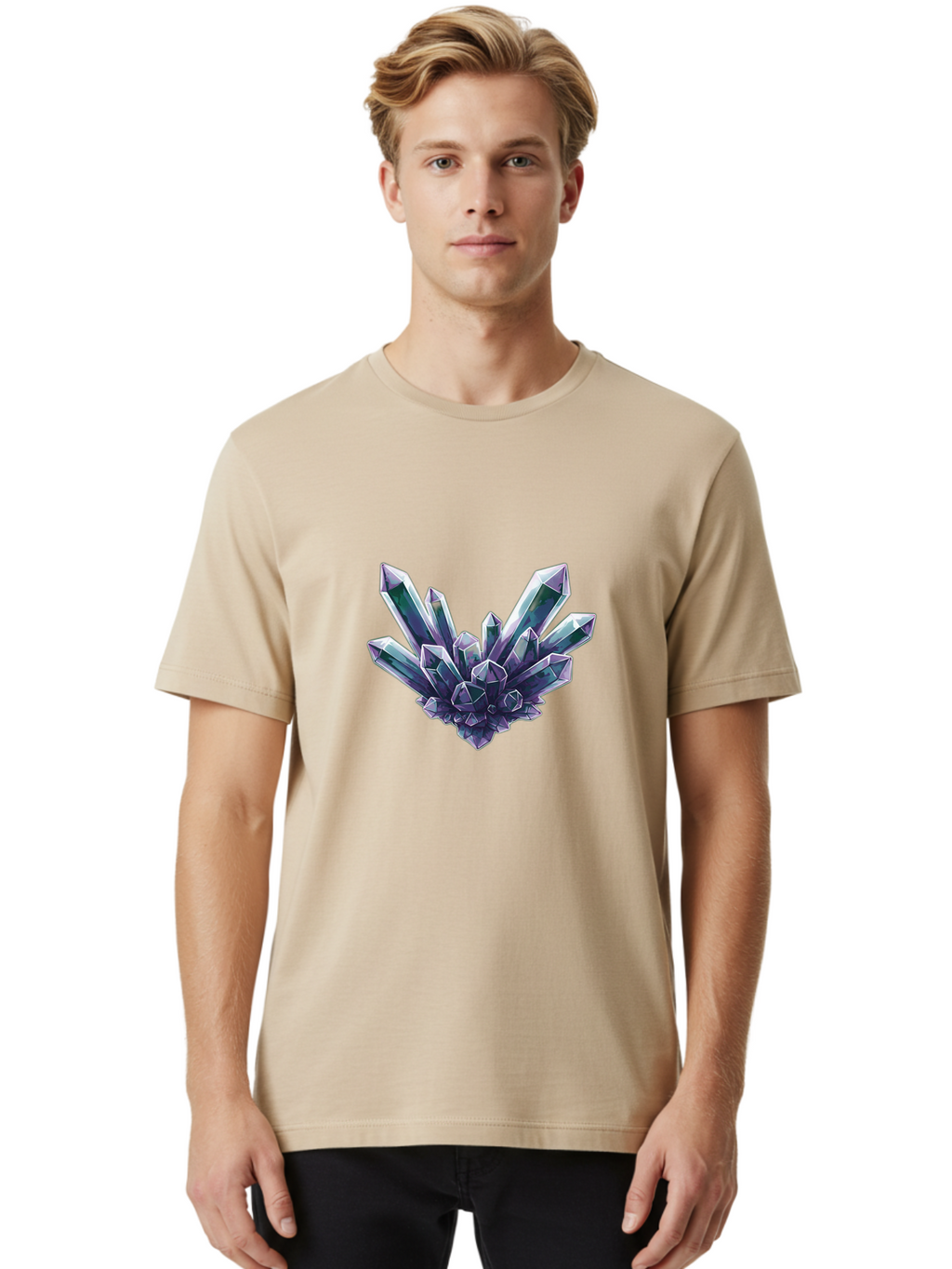 Amethyst-Crystal-Cluster-1 Men'S Graphic Tee, 100% Cotton, Comfortable Casual Summer Wear, Machine Washable, Vintage Camera, Old Camera, Antique Camera, Black Camera, Classic Photography, Photography Equipment, Nostalgic Device, Film Camera, Baj935