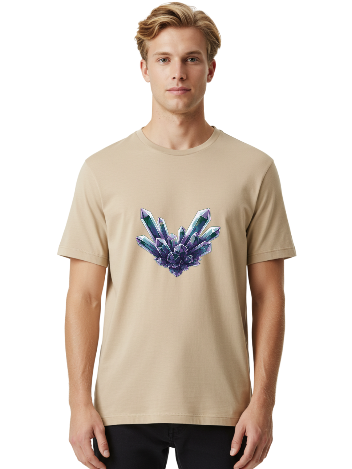 Amethyst-Crystal-Cluster-1 Men'S Graphic Tee, 100% Cotton, Comfortable Casual Summer Wear, Machine Washable, Vintage Camera, Old Camera, Antique Camera, Black Camera, Classic Photography, Photography Equipment, Nostalgic Device, Film Camera, Baj935