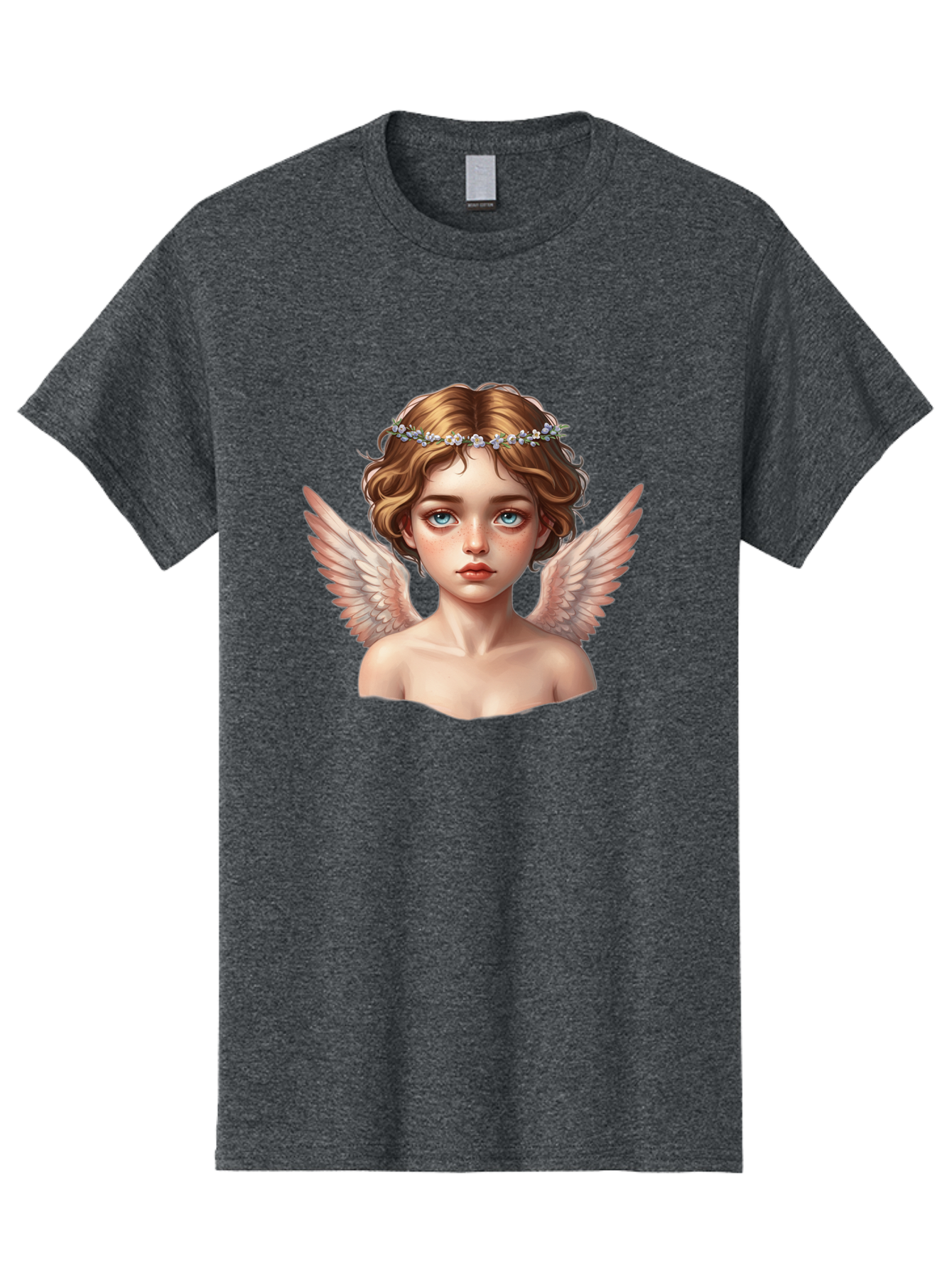Angel-Portrait-1 Men'S Graphic Tee, 100% Cotton, Comfortable Casual Summer Wear, Machine Washable, Vintage Camera, Old Camera, Antique Camera, Black Camera, Classic Photography, Photography Equipment, Nostalgic Device, Film Camera, Camera Art Baj941
