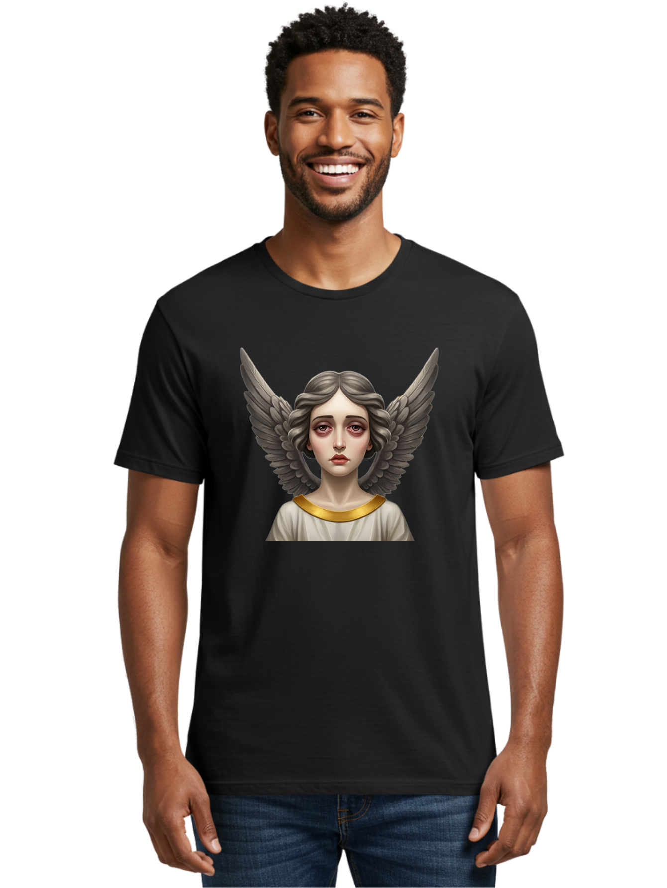 Angel-Portrait Men'S Graphic Tee, 100% Cotton, Comfortable Casual Summer Wear, Machine Washable, Vintage Camera, Old Camera, Antique Camera, Black Camera, Classic Photography, Photography Equipment, Nostalgic Device, Film Camera, Camera Art Baj942
