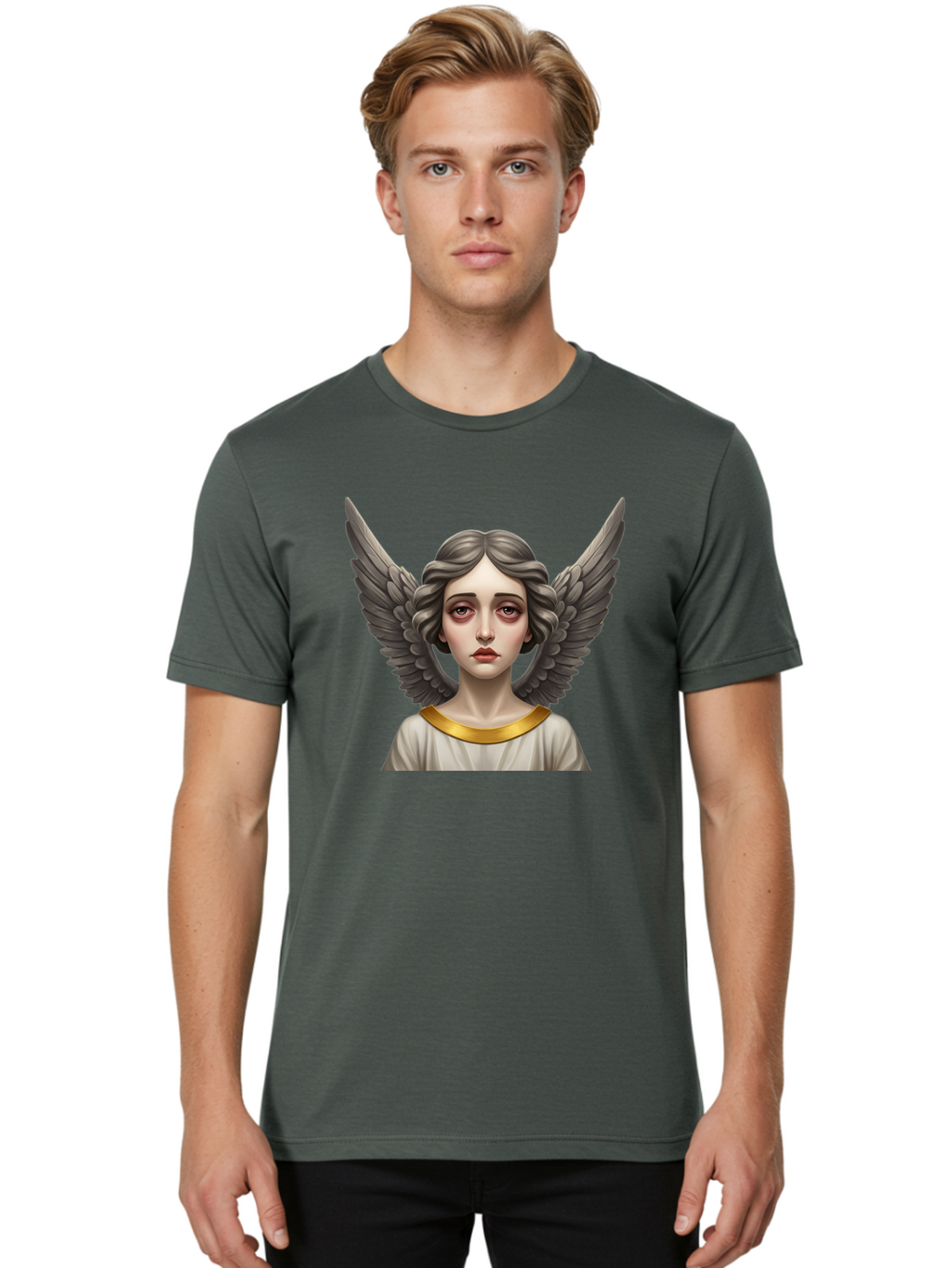 Angel-Portrait Men'S Graphic Tee, 100% Cotton, Comfortable Casual Summer Wear, Machine Washable, Vintage Camera, Old Camera, Antique Camera, Black Camera, Classic Photography, Photography Equipment, Nostalgic Device, Film Camera, Camera Art Baj942