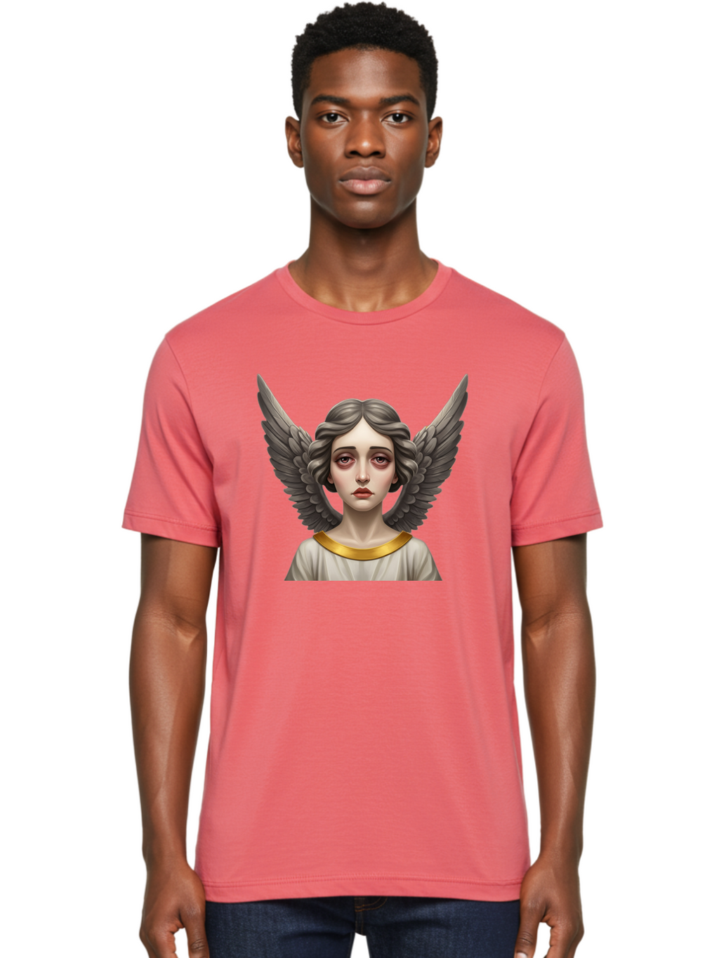 Angel-Portrait Men'S Graphic Tee, 100% Cotton, Comfortable Casual Summer Wear, Machine Washable, Vintage Camera, Old Camera, Antique Camera, Black Camera, Classic Photography, Photography Equipment, Nostalgic Device, Film Camera, Camera Art Baj942