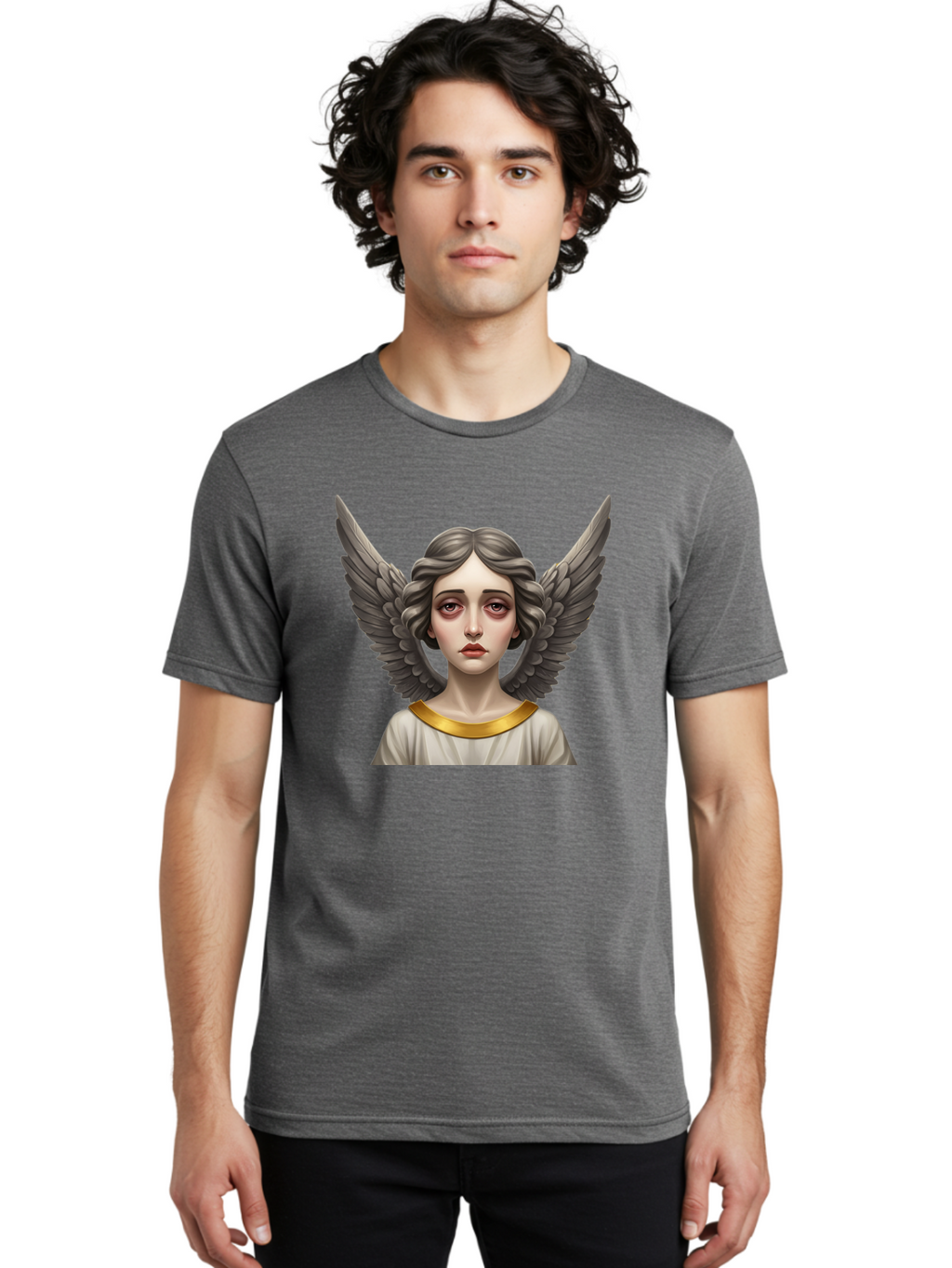 Angel-Portrait Men'S Graphic Tee, 100% Cotton, Comfortable Casual Summer Wear, Machine Washable, Vintage Camera, Old Camera, Antique Camera, Black Camera, Classic Photography, Photography Equipment, Nostalgic Device, Film Camera, Camera Art Baj942