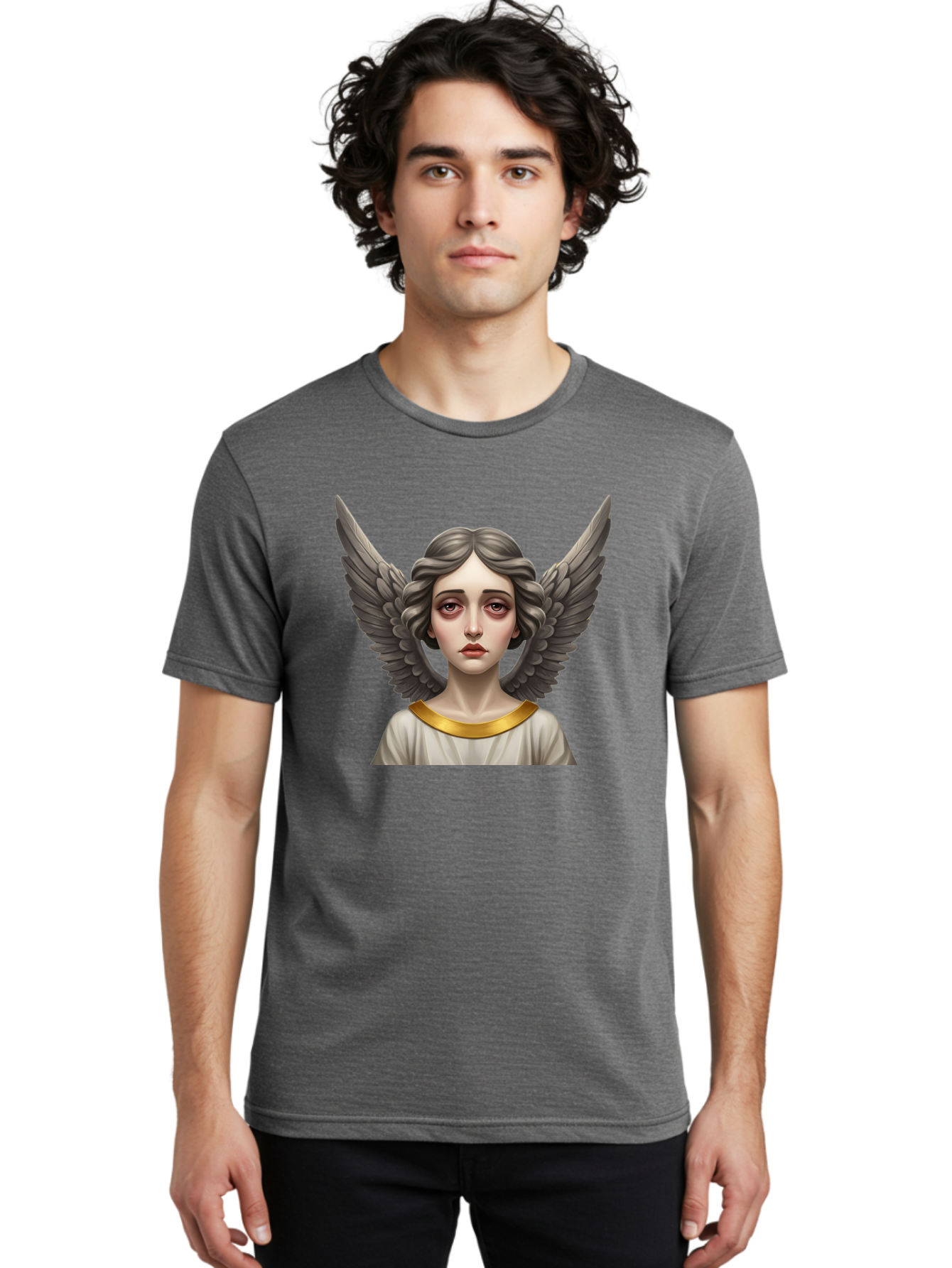 Angel-Portrait Men'S Graphic Tee, 100% Cotton, Comfortable Casual Summer Wear, Machine Washable, Vintage Camera, Old Camera, Antique Camera, Black Camera, Classic Photography, Photography Equipment, Nostalgic Device, Film Camera, Camera Art Baj942