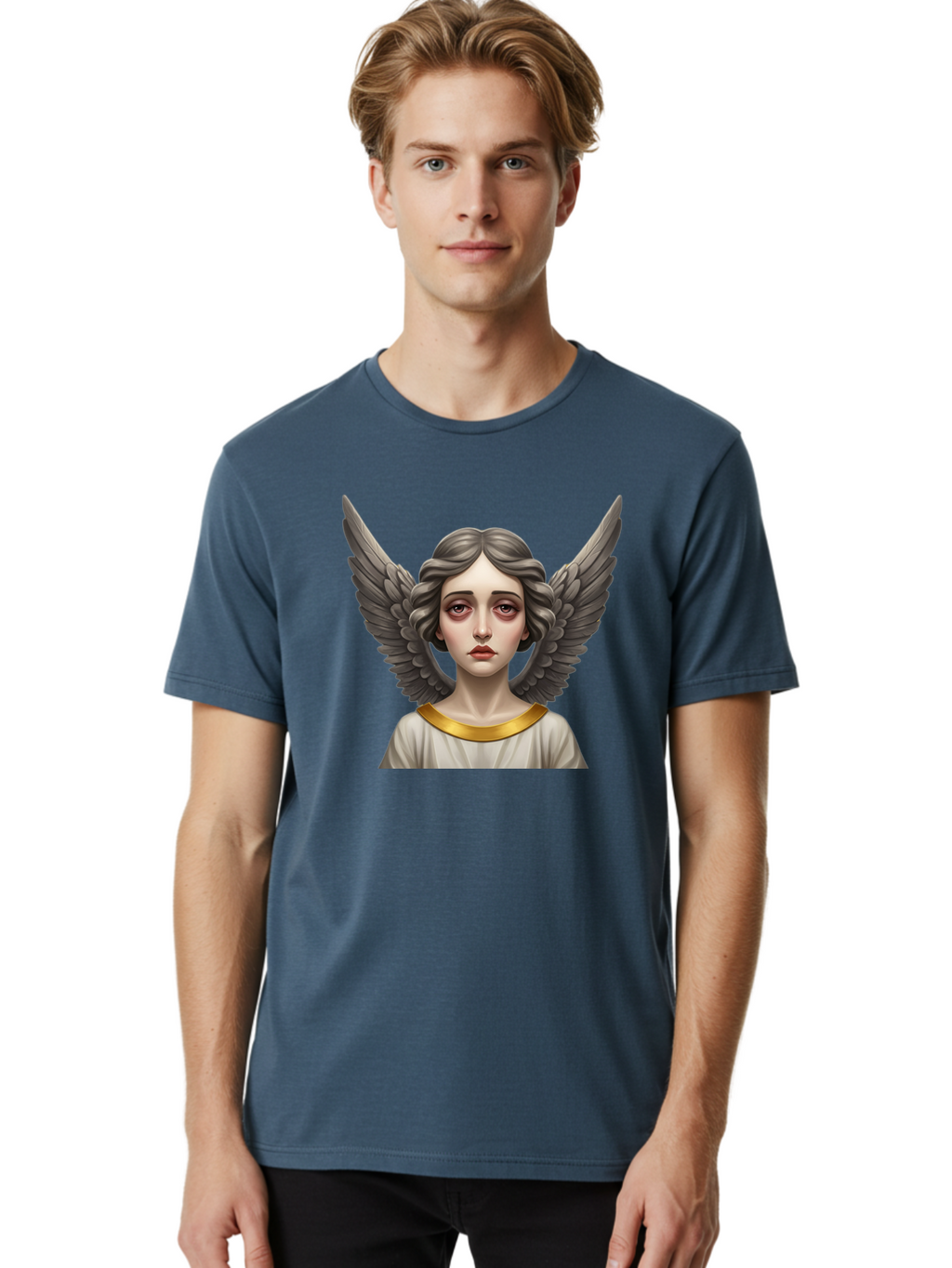 Angel-Portrait Men'S Graphic Tee, 100% Cotton, Comfortable Casual Summer Wear, Machine Washable, Vintage Camera, Old Camera, Antique Camera, Black Camera, Classic Photography, Photography Equipment, Nostalgic Device, Film Camera, Camera Art Baj942