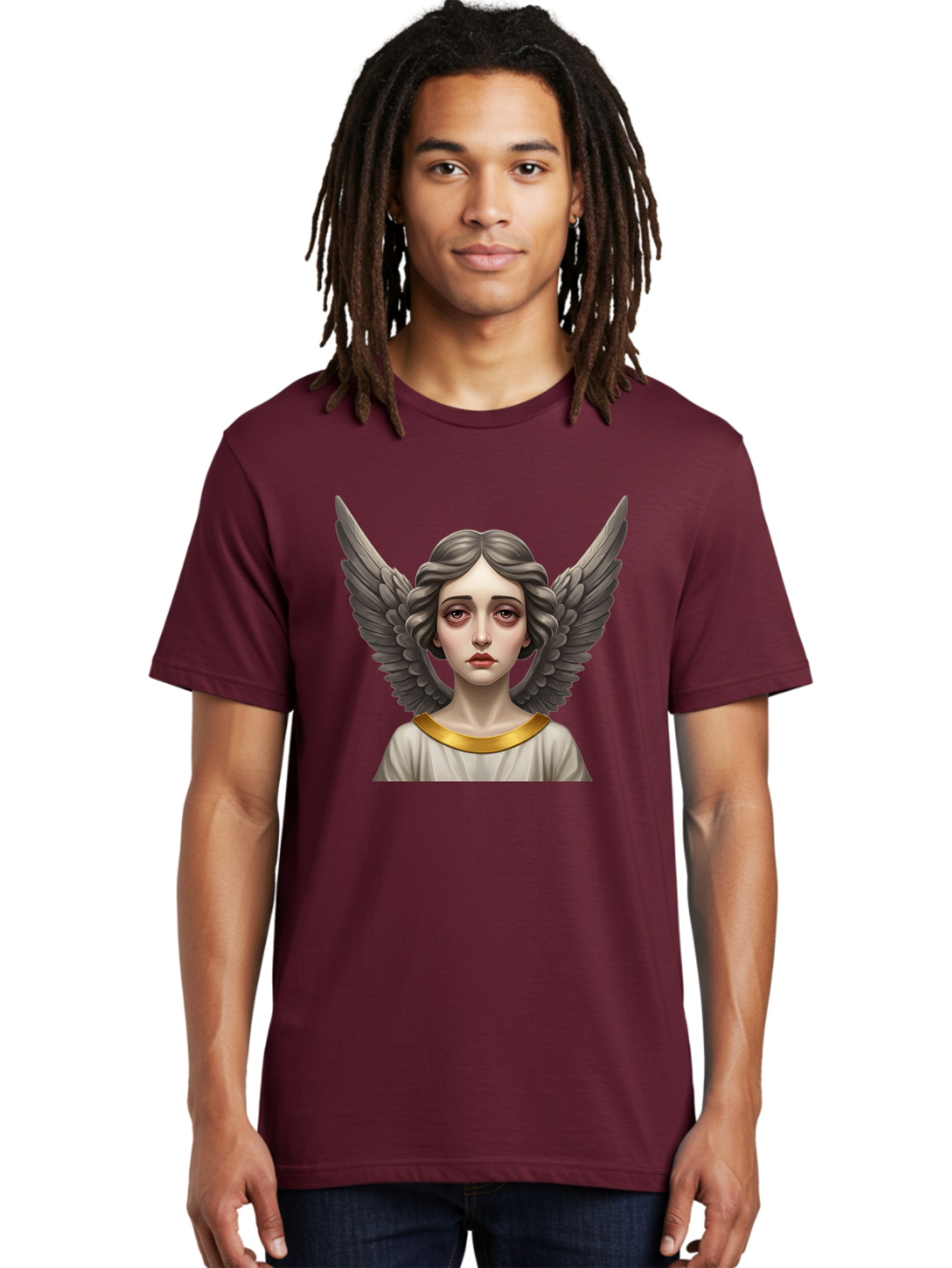 Angel-Portrait Men'S Graphic Tee, 100% Cotton, Comfortable Casual Summer Wear, Machine Washable, Vintage Camera, Old Camera, Antique Camera, Black Camera, Classic Photography, Photography Equipment, Nostalgic Device, Film Camera, Camera Art Baj942