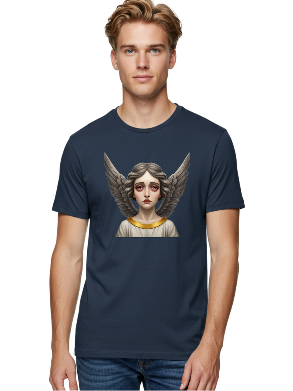 Angel-Portrait Men'S Graphic Tee, 100% Cotton, Comfortable Casual Summer Wear, Machine Washable, Vintage Camera, Old Camera, Antique Camera, Black Camera, Classic Photography, Photography Equipment, Nostalgic Device, Film Camera, Camera Art Baj942