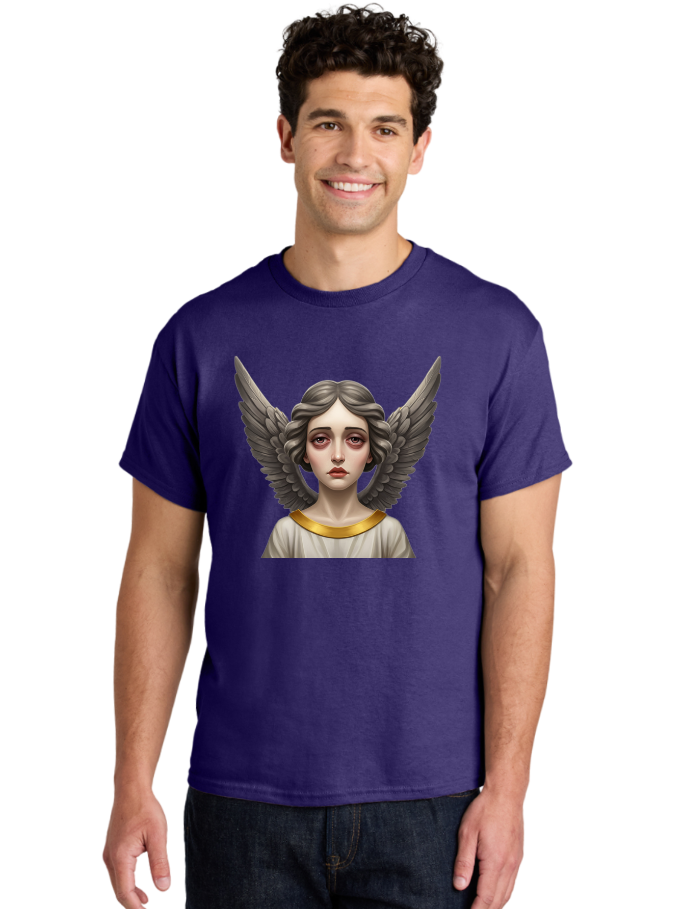Angel-Portrait Men'S Graphic Tee, 100% Cotton, Comfortable Casual Summer Wear, Machine Washable, Vintage Camera, Old Camera, Antique Camera, Black Camera, Classic Photography, Photography Equipment, Nostalgic Device, Film Camera, Camera Art Baj942