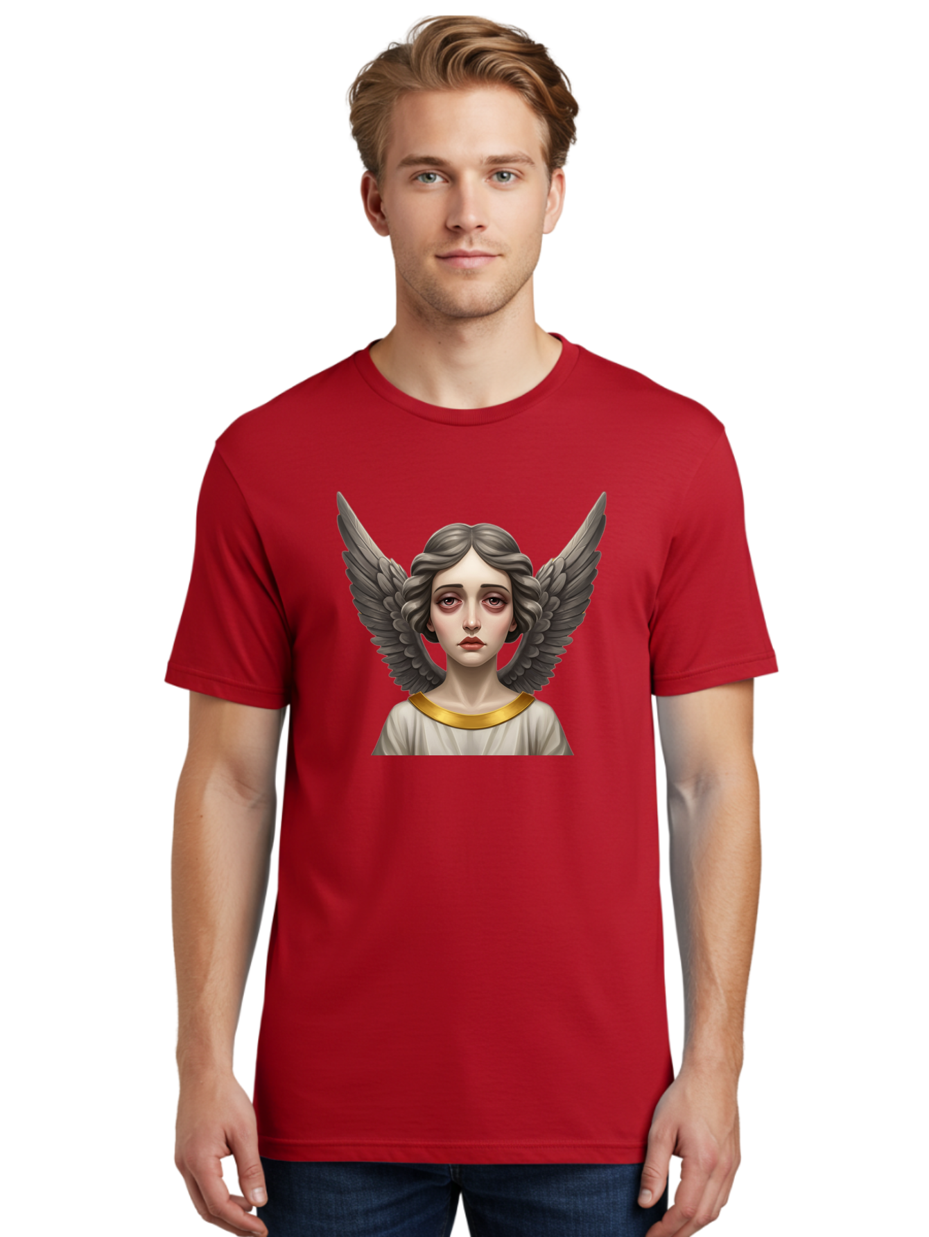 Angel-Portrait Men'S Graphic Tee, 100% Cotton, Comfortable Casual Summer Wear, Machine Washable, Vintage Camera, Old Camera, Antique Camera, Black Camera, Classic Photography, Photography Equipment, Nostalgic Device, Film Camera, Camera Art Baj942