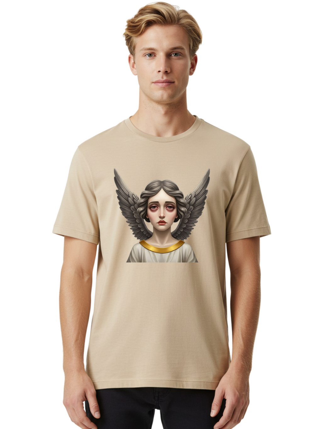 Angel-Portrait Men'S Graphic Tee, 100% Cotton, Comfortable Casual Summer Wear, Machine Washable, Vintage Camera, Old Camera, Antique Camera, Black Camera, Classic Photography, Photography Equipment, Nostalgic Device, Film Camera, Camera Art Baj942