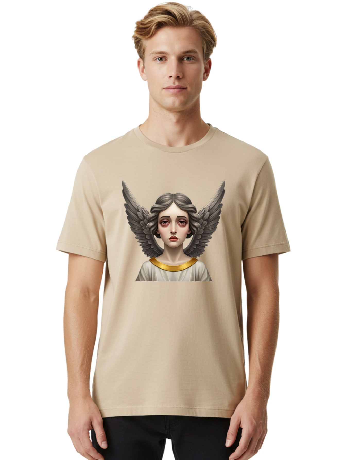 Angel-Portrait Men'S Graphic Tee, 100% Cotton, Comfortable Casual Summer Wear, Machine Washable, Vintage Camera, Old Camera, Antique Camera, Black Camera, Classic Photography, Photography Equipment, Nostalgic Device, Film Camera, Camera Art Baj942