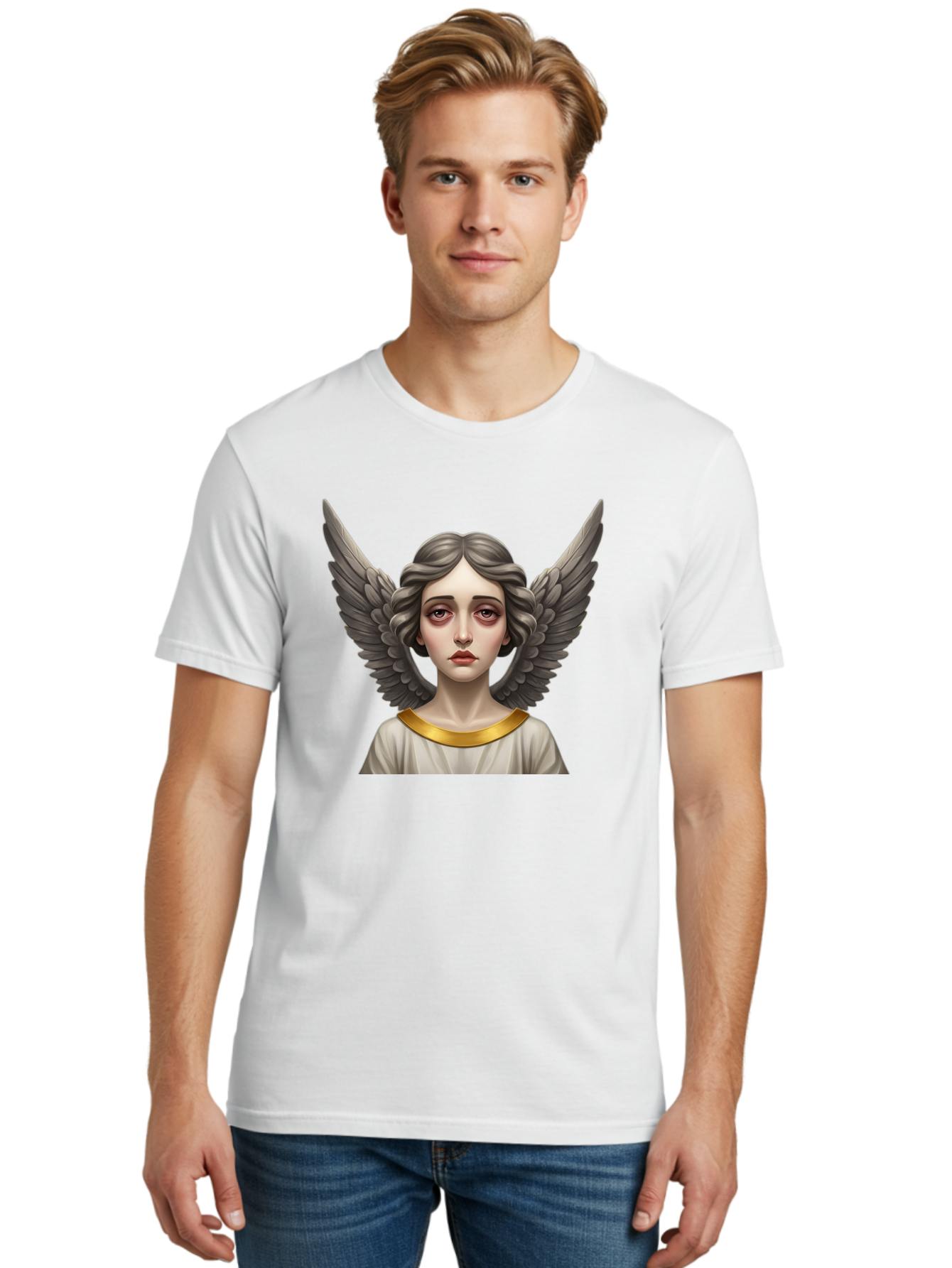 Angel-Portrait Men'S Graphic Tee, 100% Cotton, Comfortable Casual Summer Wear, Machine Washable, Vintage Camera, Old Camera, Antique Camera, Black Camera, Classic Photography, Photography Equipment, Nostalgic Device, Film Camera, Camera Art Baj942