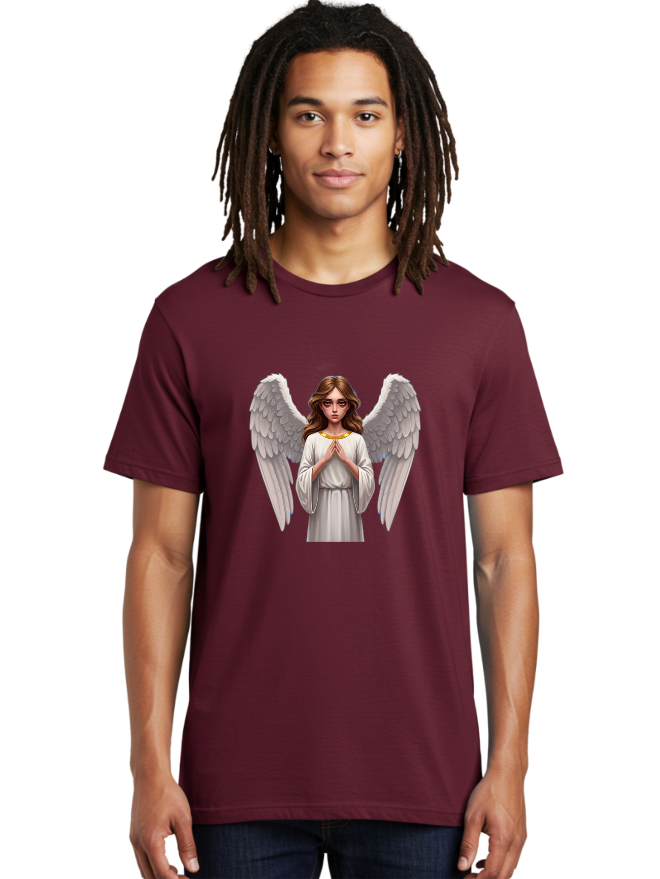 Angel-Praying Men'S Graphic Tee, 100% Cotton, Comfortable Casual Summer Wear, Machine Washable, Vintage Camera, Old Camera, Antique Camera, Black Camera, Classic Photography, Photography Equipment, Nostalgic Device, Film Camera, Camera Art Baj943