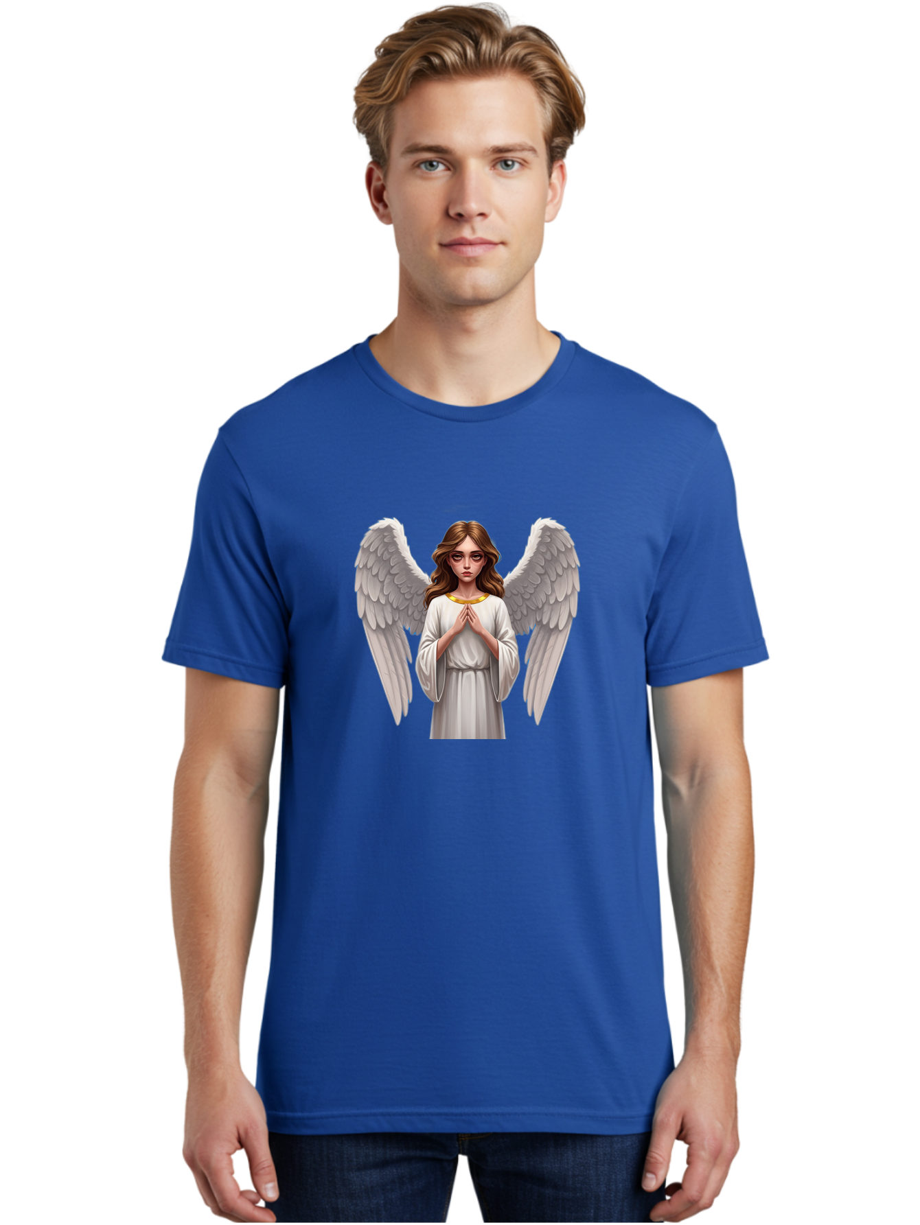 Angel-Praying Men'S Graphic Tee, 100% Cotton, Comfortable Casual Summer Wear, Machine Washable, Vintage Camera, Old Camera, Antique Camera, Black Camera, Classic Photography, Photography Equipment, Nostalgic Device, Film Camera, Camera Art Baj943