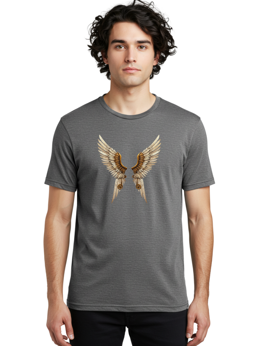 Angel-Wings-3 Men'S Graphic Tee, 100% Cotton, Comfortable Casual Summer Wear, Machine Washable, Vintage Camera, Old Camera, Antique Camera, Black Camera, Classic Photography, Photography Equipment, Nostalgic Device, Film Camera, Camera Art Baj947