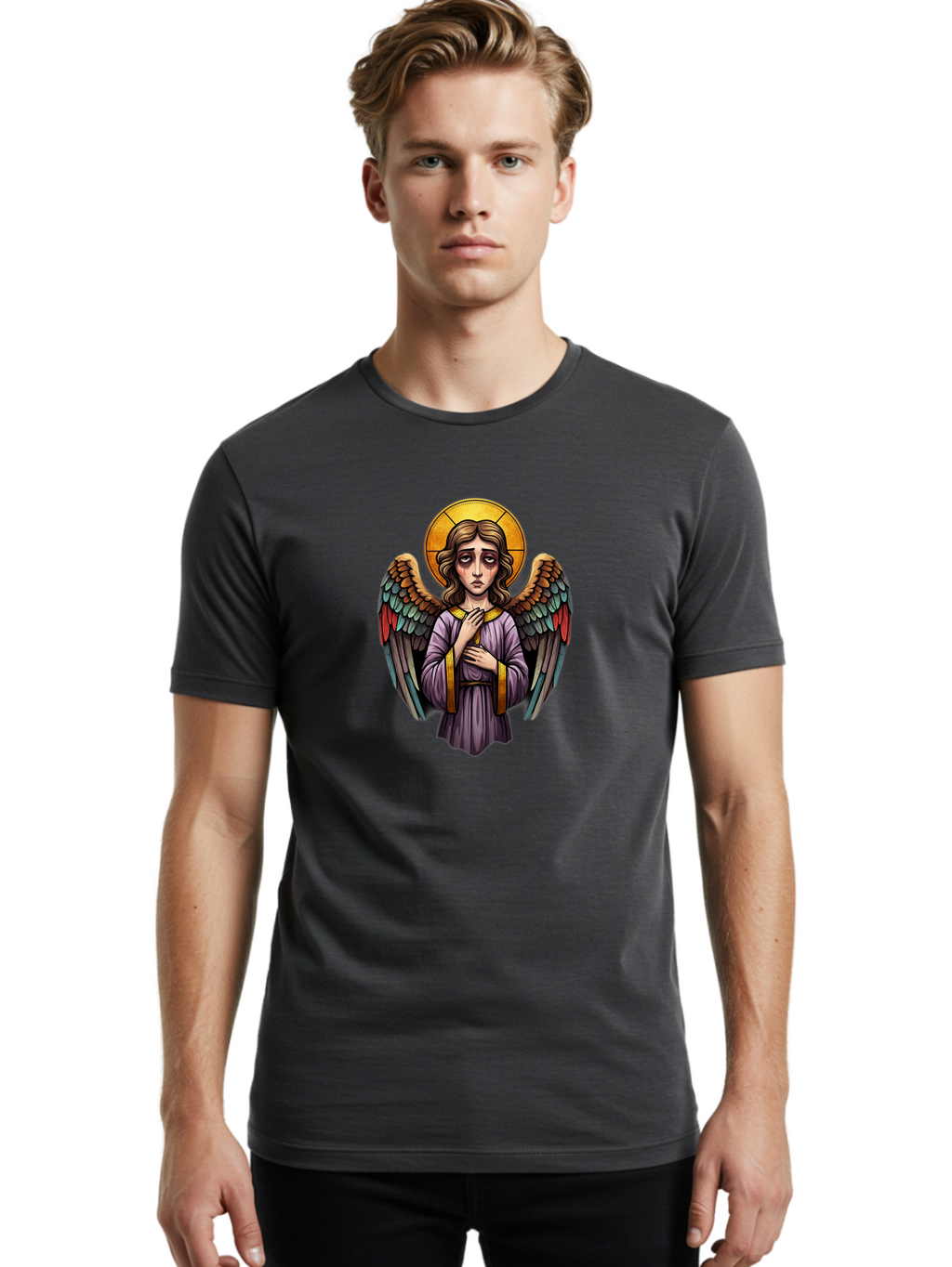 Angel Men'S Graphic Tee, 100% Cotton, Comfortable Casual Summer Wear, Machine Washable, Vintage Camera, Old Camera, Antique Camera, Black Camera, Classic Photography, Photography Equipment, Nostalgic Device, Film Camera, Camera Art Baj949