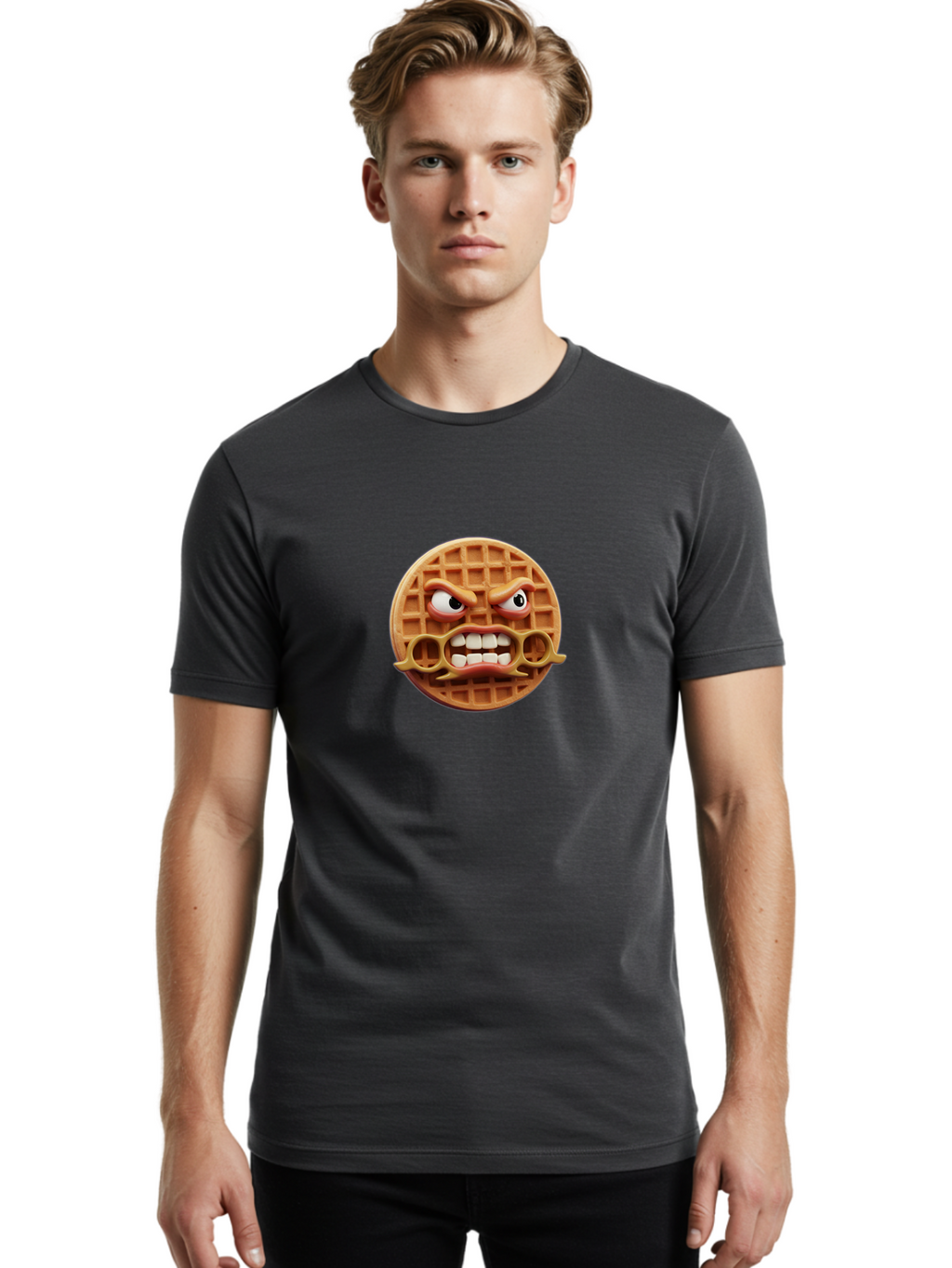 Angry-Face-Waffle Men'S Graphic Tee, 100% Cotton, Comfortable Casual Summer Wear, Machine Washable, Vintage Camera, Old Camera, Antique Camera, Black Camera, Classic Photography, Photography Equipment, Nostalgic Device, Film Camera, Camera Art Baj953