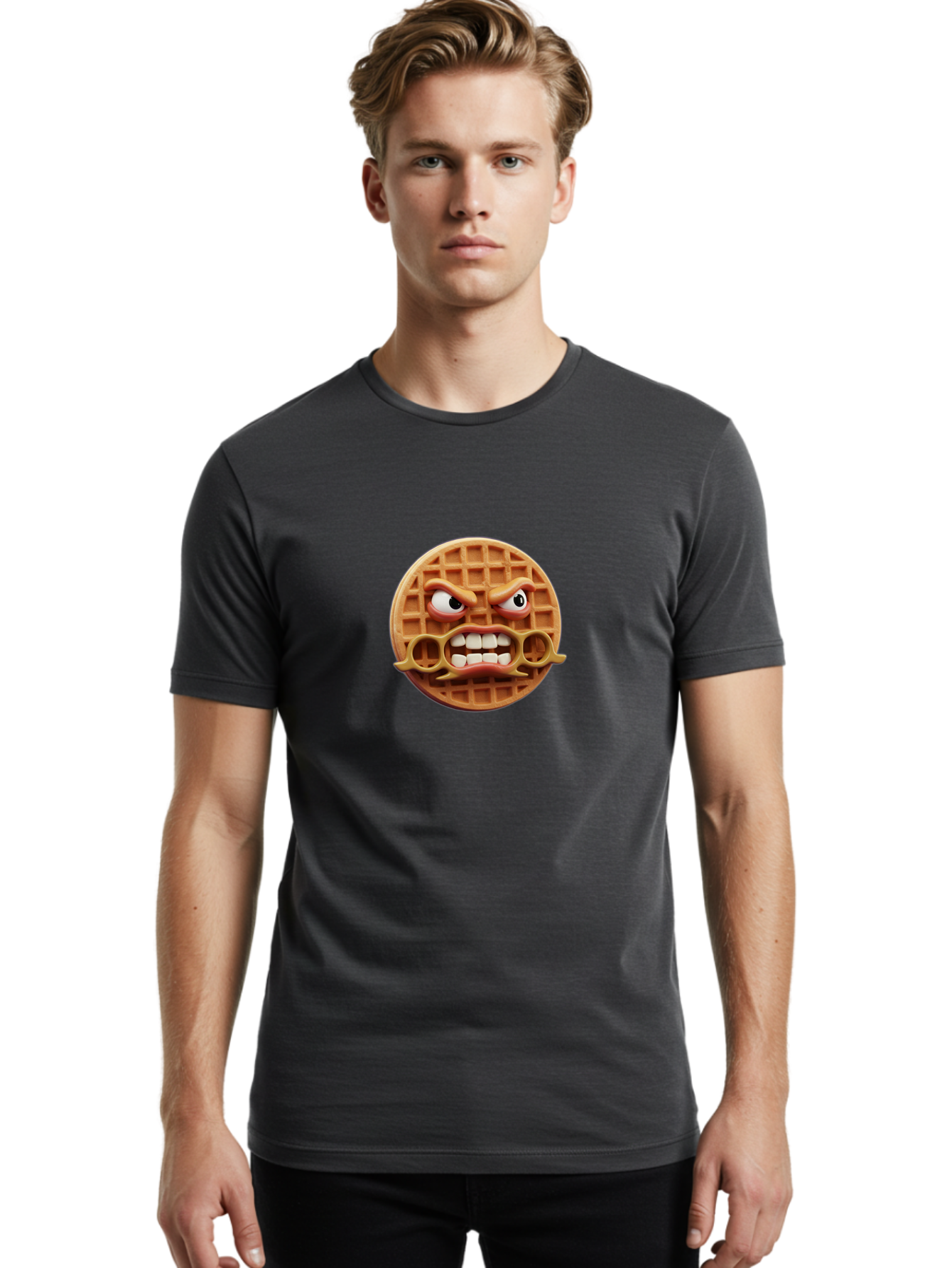 Angry-Face-Waffle Men'S Graphic Tee, 100% Cotton, Comfortable Casual Summer Wear, Machine Washable, Vintage Camera, Old Camera, Antique Camera, Black Camera, Classic Photography, Photography Equipment, Nostalgic Device, Film Camera, Camera Art Baj953
