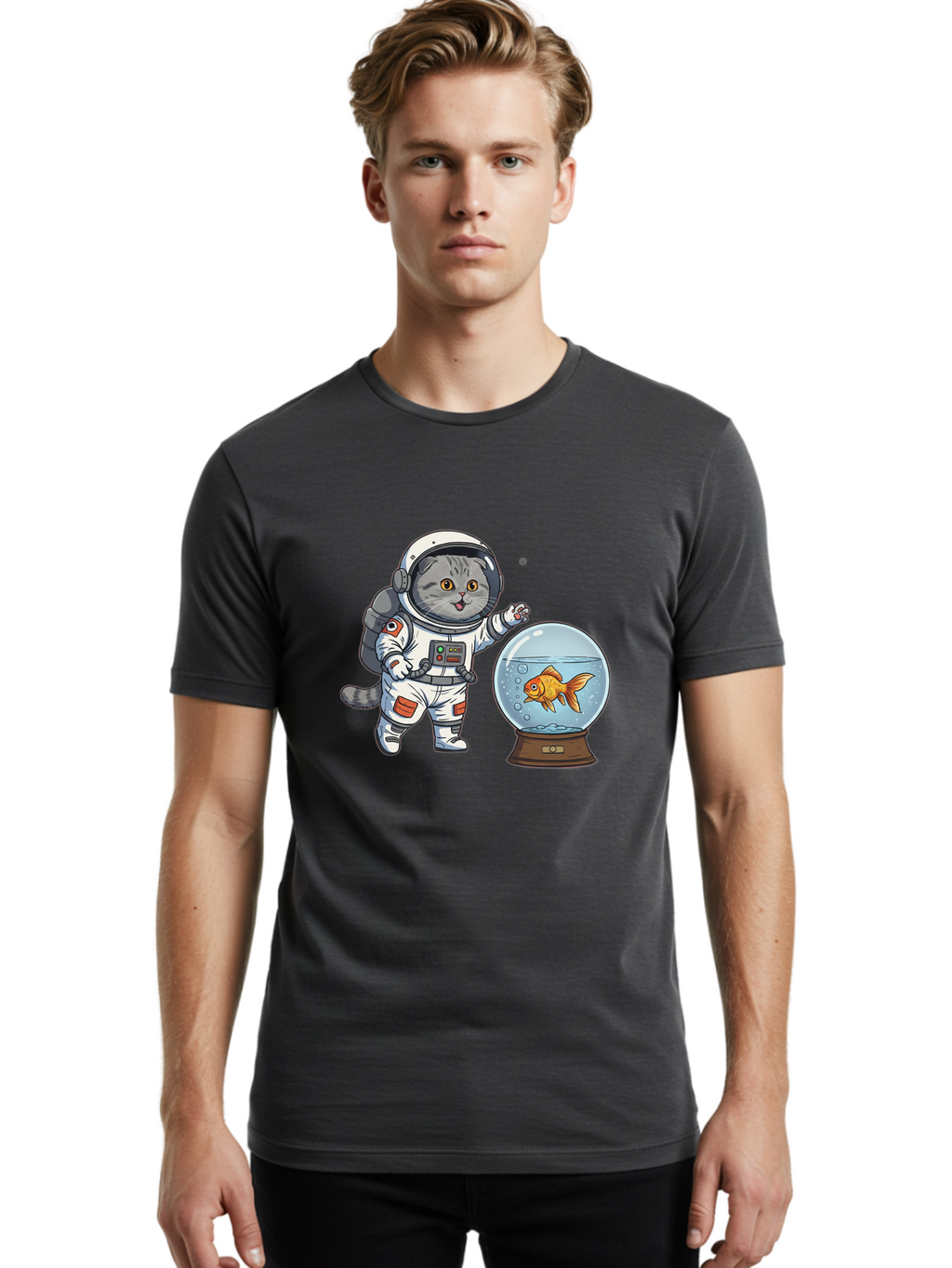 Astronaut-Cat-2 Men'S Graphic Tee, 100% Cotton, Comfortable Casual Summer Wear, Machine Washable, Vintage Camera, Old Camera, Antique Camera, Black Camera, Classic Photography, Photography Equipment, Nostalgic Device, Film Camera, Camera Art Baj963