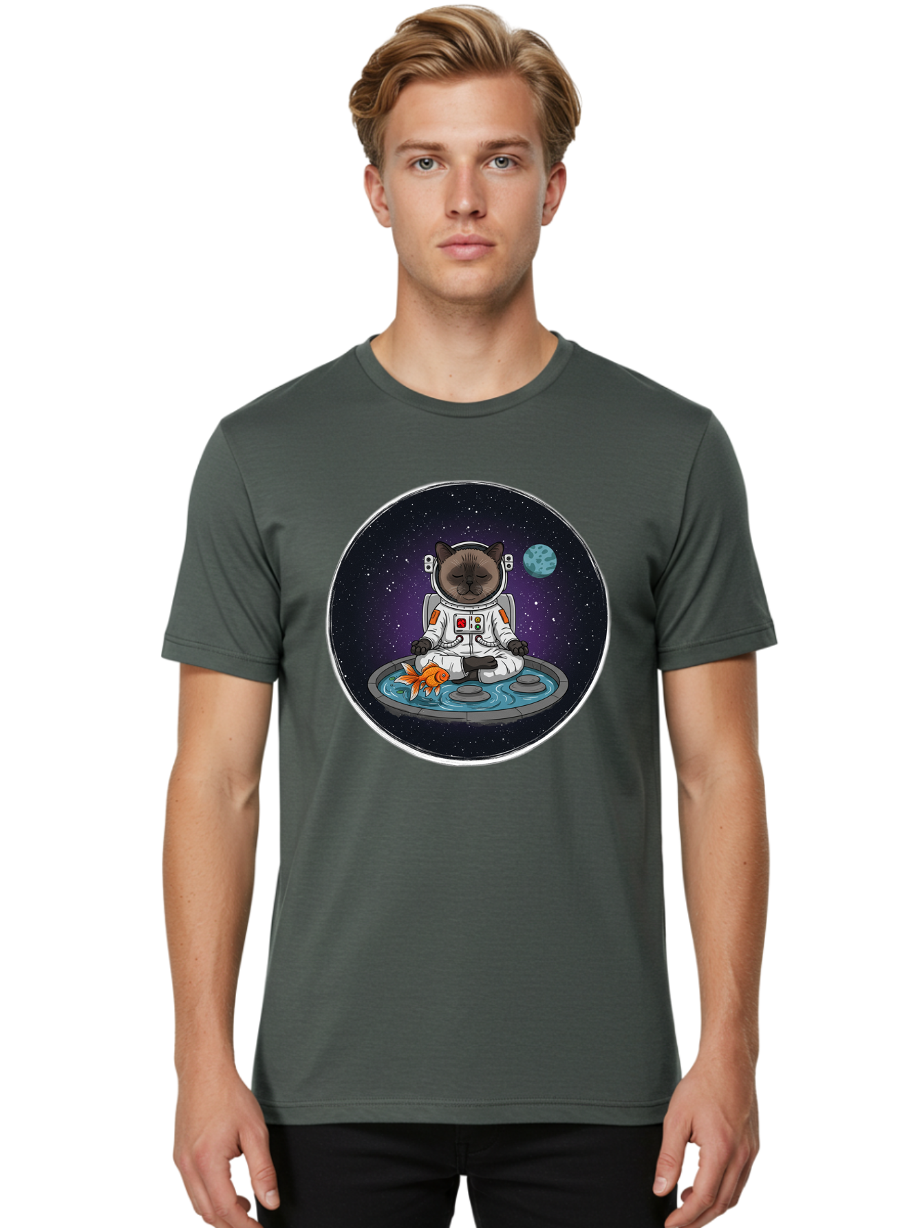Astronaut-Cat-Meditating Men'S Graphic Tee, 100% Cotton, Comfortable Casual Summer Wear, Machine Washable, Vintage Camera, Old Camera, Antique Camera, Black Camera, Classic Photography, Photography Equipment, Nostalgic Device, Film Camera, Baj965