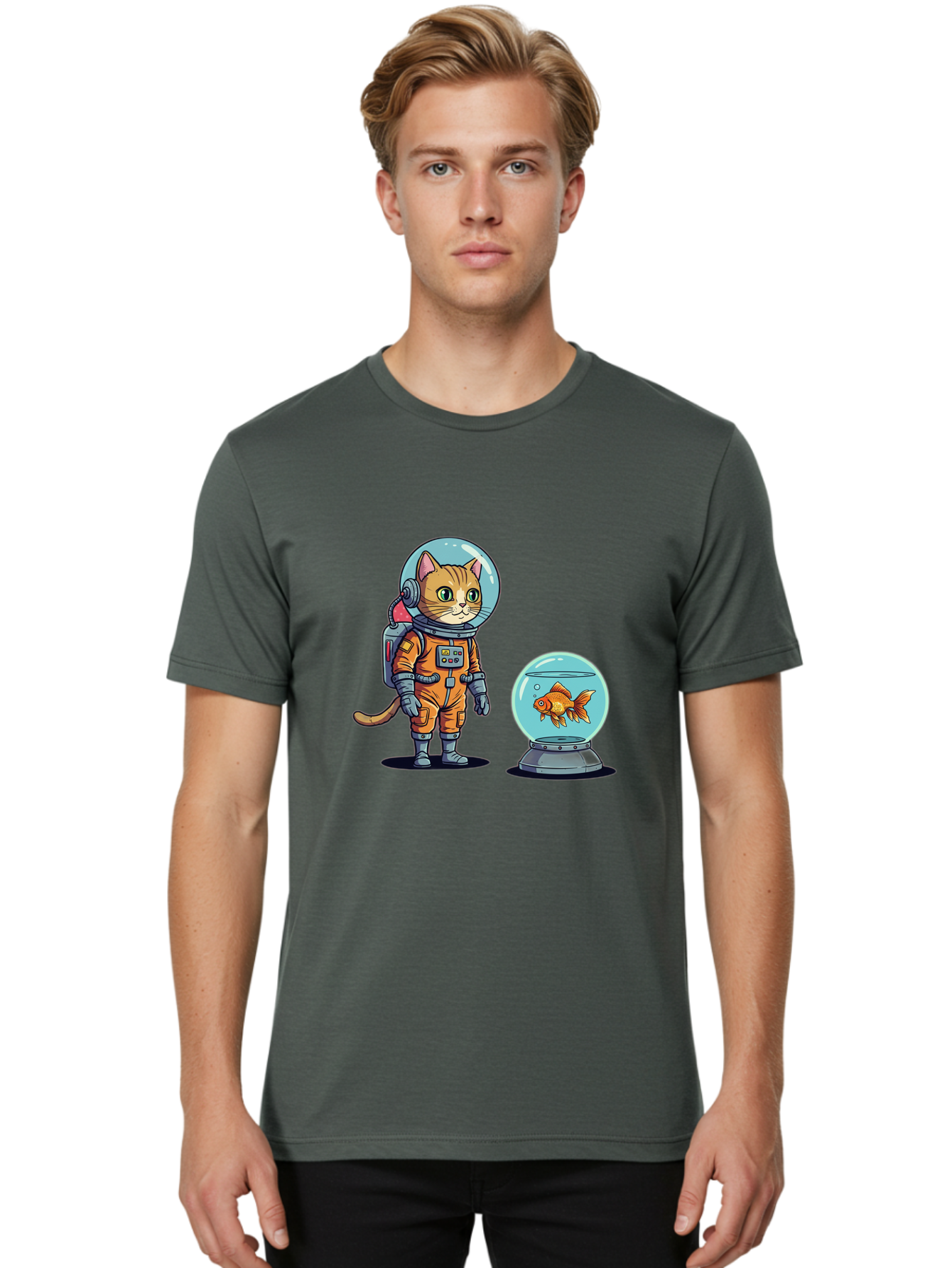Astronaut-Cat-With-Goldfish Men'S Graphic Tee, 100% Cotton, Comfortable Casual Summer Wear, Machine Washable, Vintage Camera, Old Camera, Antique Camera, Black Camera, Classic Photography, Photography Equipment, Nostalgic Device, Film Camera, Baj966