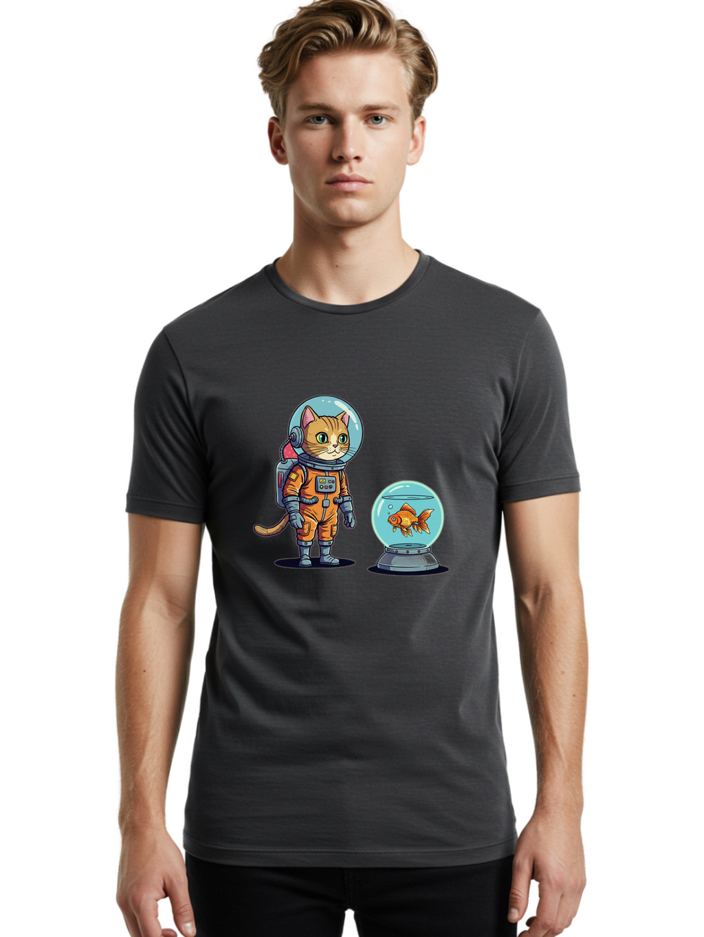 Astronaut-Cat-With-Goldfish Men'S Graphic Tee, 100% Cotton, Comfortable Casual Summer Wear, Machine Washable, Vintage Camera, Old Camera, Antique Camera, Black Camera, Classic Photography, Photography Equipment, Nostalgic Device, Film Camera, Baj966