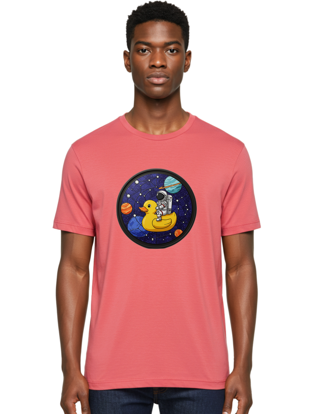 Astronaut-On-Duck-1 Men'S Graphic Tee, 100% Cotton, Comfortable Casual Summer Wear, Machine Washable, Vintage Camera, Old Camera, Antique Camera, Black Camera, Classic Photography, Photography Equipment, Nostalgic Device, Film Camera, Baj970
