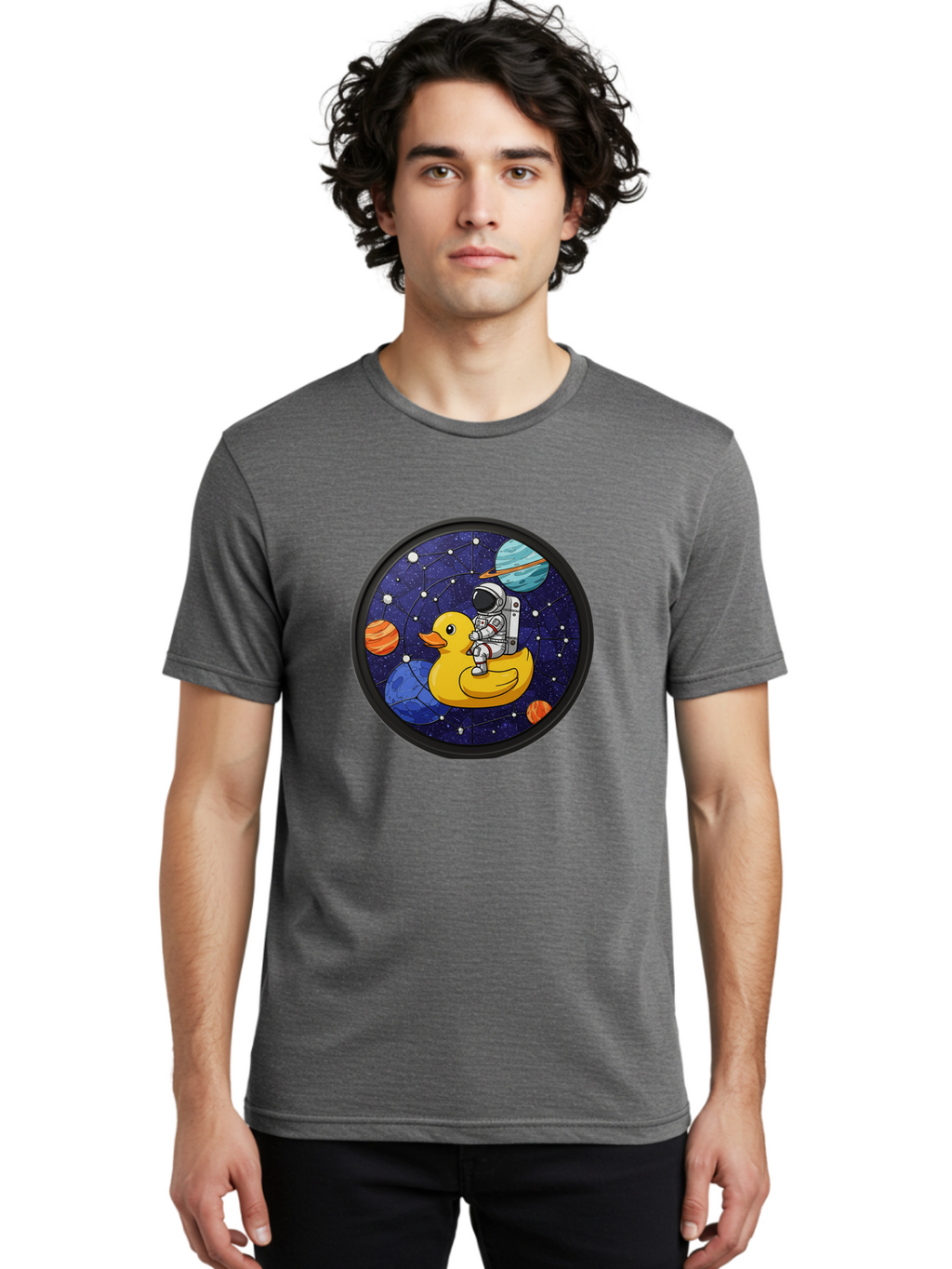Astronaut-On-Duck-1 Men'S Graphic Tee, 100% Cotton, Comfortable Casual Summer Wear, Machine Washable, Vintage Camera, Old Camera, Antique Camera, Black Camera, Classic Photography, Photography Equipment, Nostalgic Device, Film Camera, Baj970