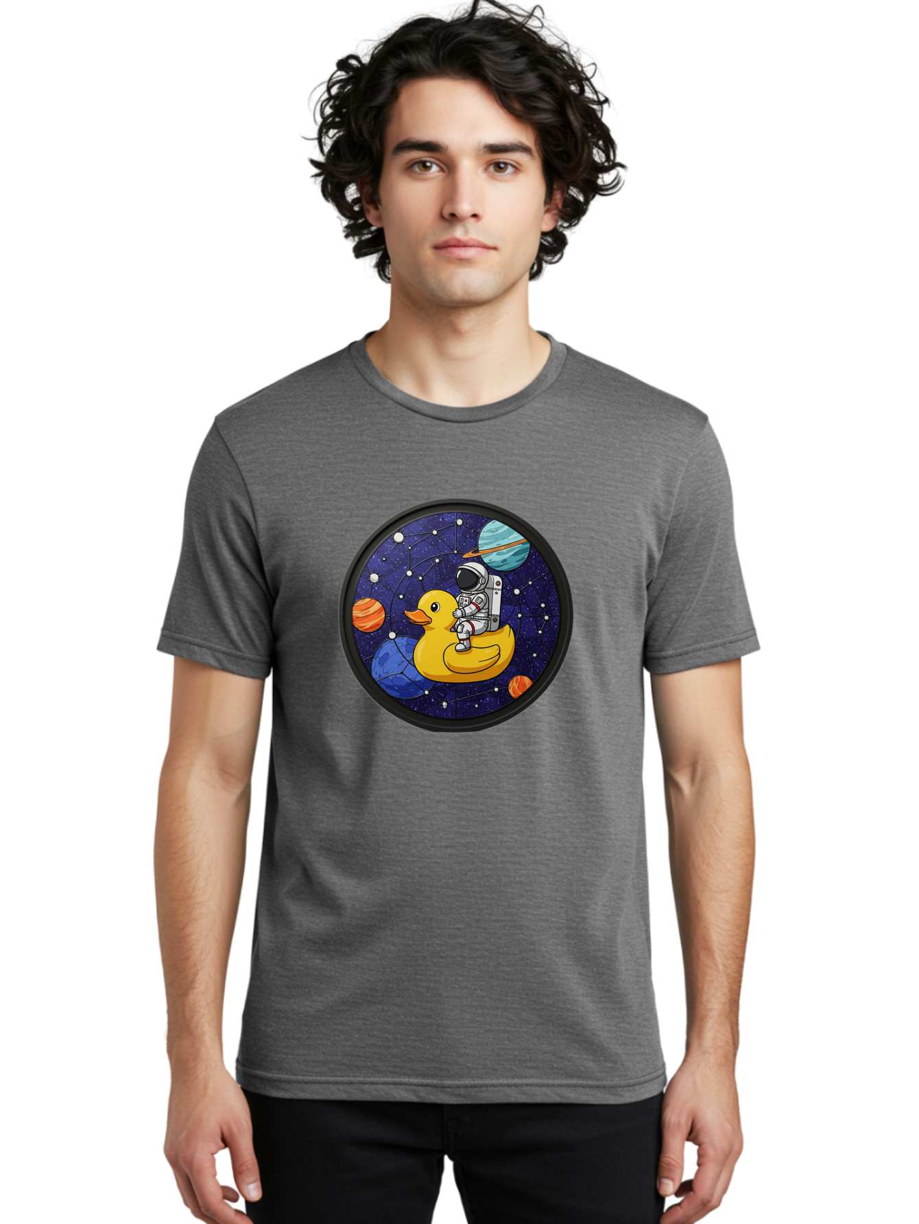 Astronaut-On-Duck-1 Men'S Graphic Tee, 100% Cotton, Comfortable Casual Summer Wear, Machine Washable, Vintage Camera, Old Camera, Antique Camera, Black Camera, Classic Photography, Photography Equipment, Nostalgic Device, Film Camera, Baj970