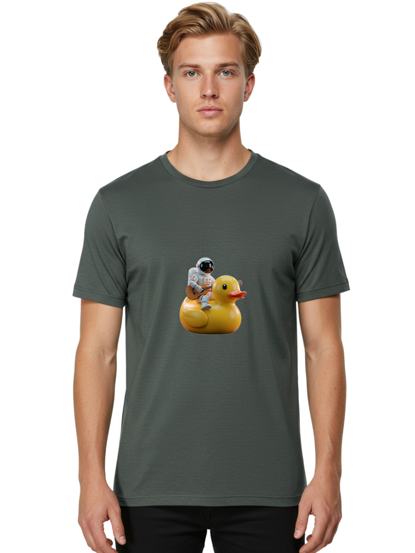 Astronaut-On-Duck-2 Men'S Graphic Tee, 100% Cotton, Comfortable Casual Summer Wear, Machine Washable, Vintage Camera, Old Camera, Antique Camera, Black Camera, Classic Photography, Photography Equipment, Nostalgic Device, Film Camera, Baj971