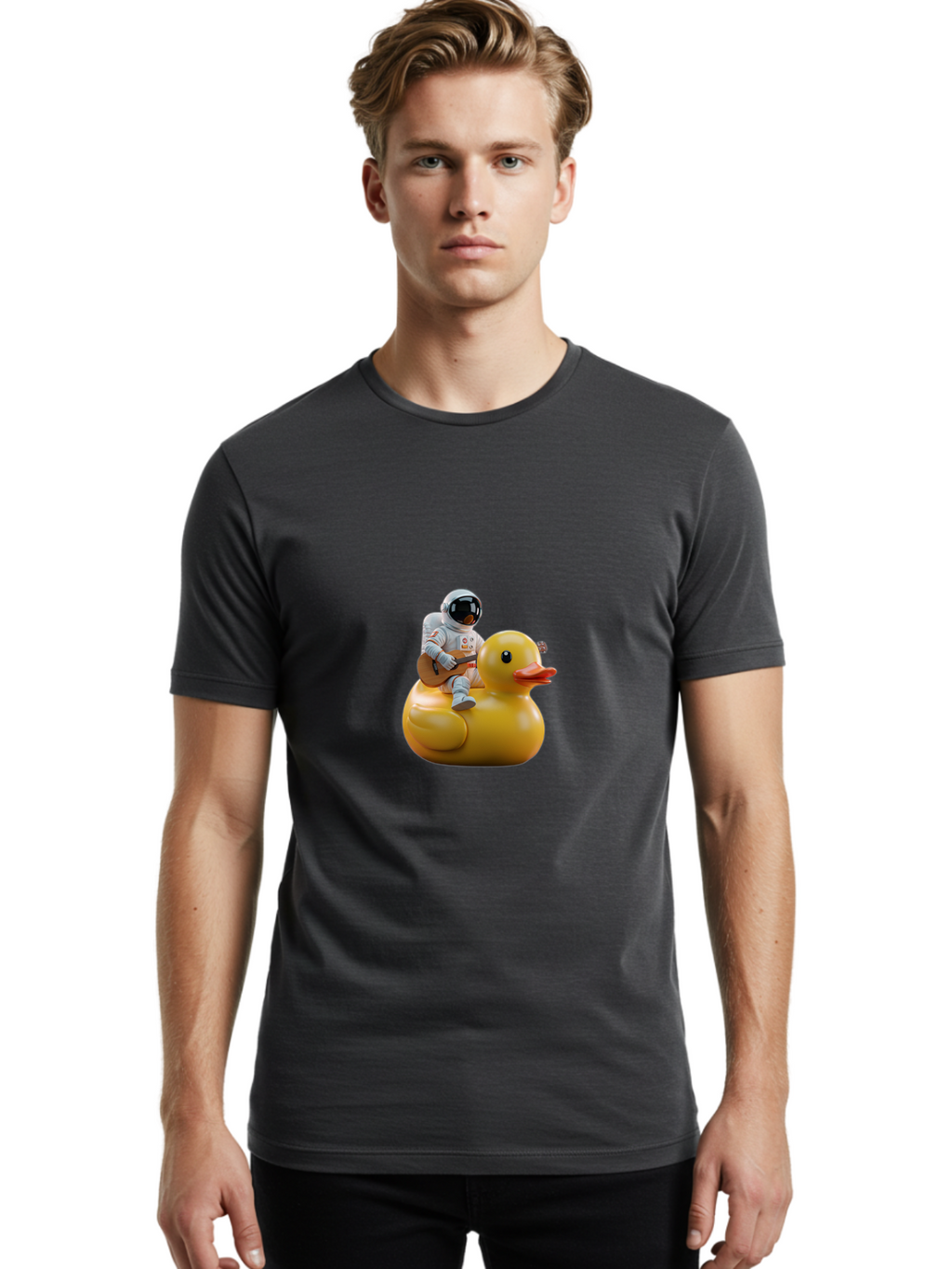 Astronaut-On-Duck-2 Men'S Graphic Tee, 100% Cotton, Comfortable Casual Summer Wear, Machine Washable, Vintage Camera, Old Camera, Antique Camera, Black Camera, Classic Photography, Photography Equipment, Nostalgic Device, Film Camera, Baj971