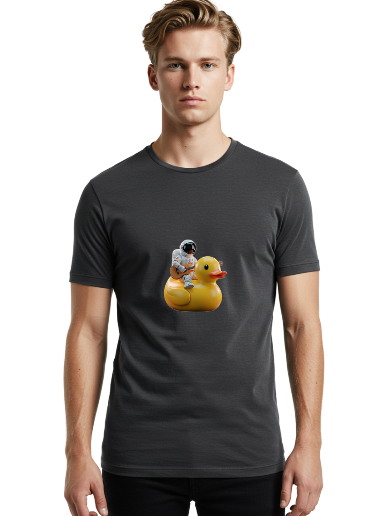 Astronaut-On-Duck-2 Men'S Graphic Tee, 100% Cotton, Comfortable Casual Summer Wear, Machine Washable, Vintage Camera, Old Camera, Antique Camera, Black Camera, Classic Photography, Photography Equipment, Nostalgic Device, Film Camera, Baj971