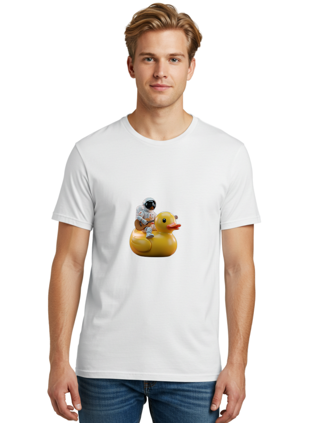 Astronaut-On-Duck-2 Men'S Graphic Tee, 100% Cotton, Comfortable Casual Summer Wear, Machine Washable, Vintage Camera, Old Camera, Antique Camera, Black Camera, Classic Photography, Photography Equipment, Nostalgic Device, Film Camera, Baj971