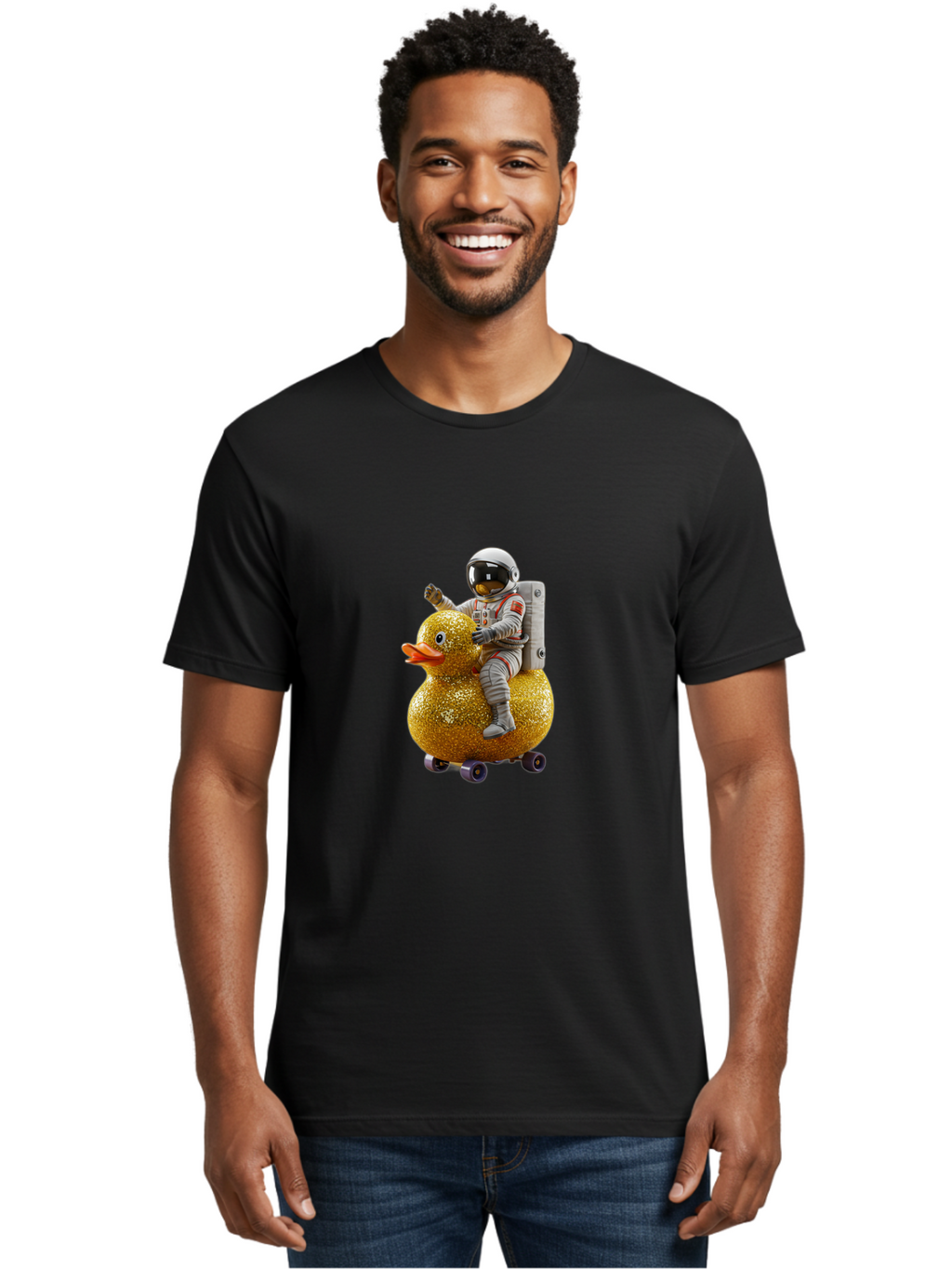 Astronaut-On-Gold-Duck Men'S Graphic Tee, 100% Cotton, Comfortable Casual Summer Wear, Machine Washable, Vintage Camera, Old Camera, Antique Camera, Black Camera, Classic Photography, Photography Equipment, Nostalgic Device, Film Camera, Baj973