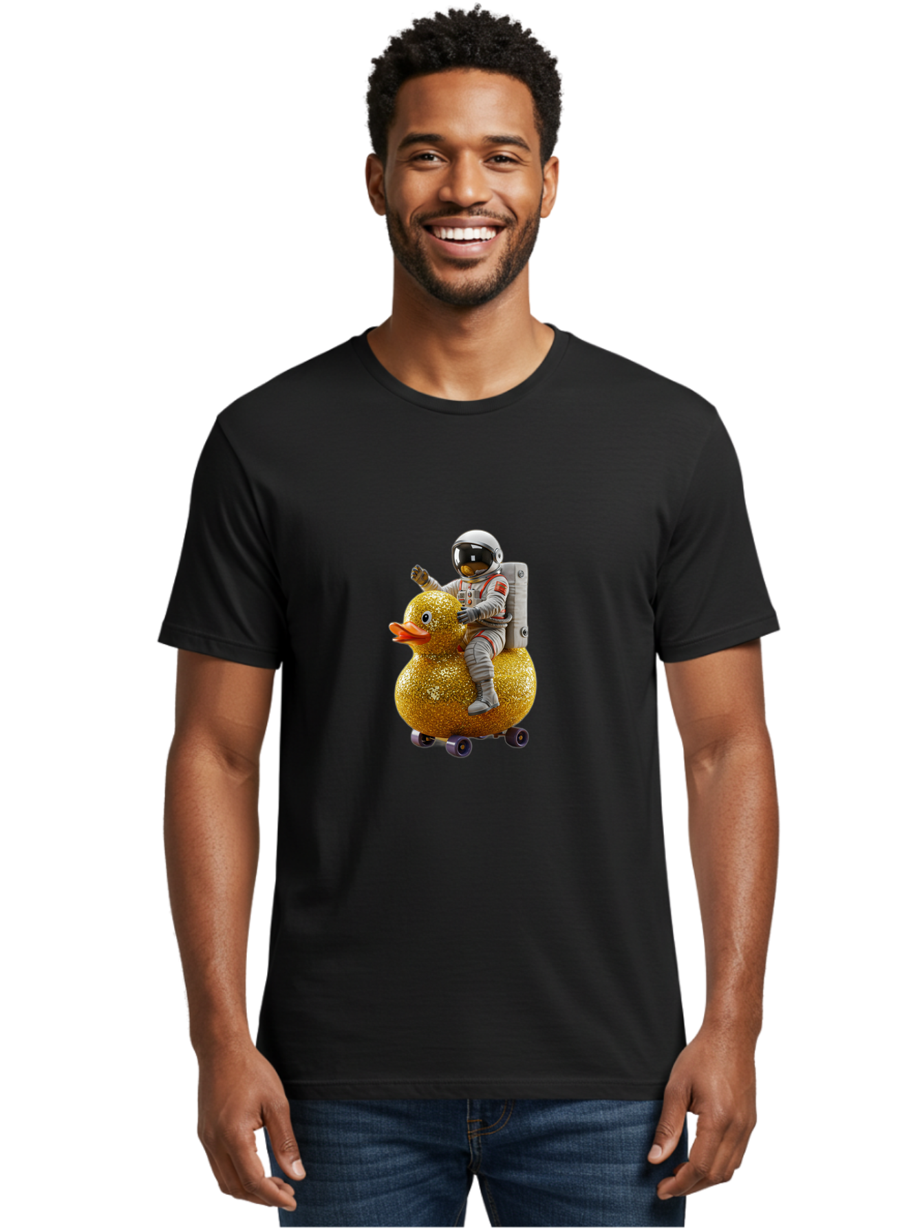 Astronaut-On-Gold-Duck Men'S Graphic Tee, 100% Cotton, Comfortable Casual Summer Wear, Machine Washable, Vintage Camera, Old Camera, Antique Camera, Black Camera, Classic Photography, Photography Equipment, Nostalgic Device, Film Camera, Baj973