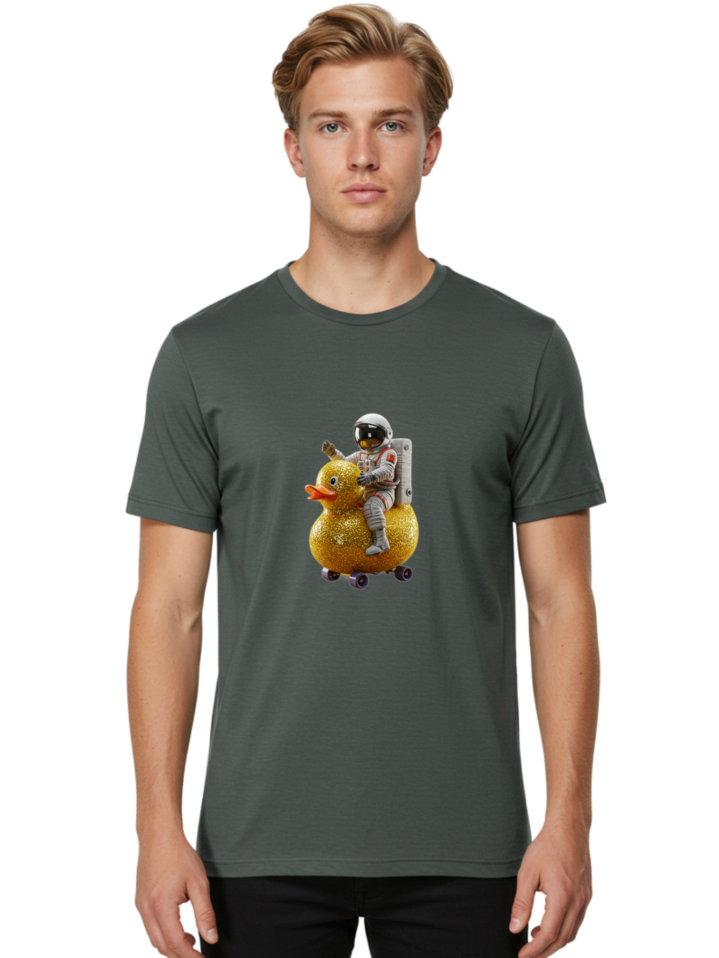 Astronaut-On-Gold-Duck Men'S Graphic Tee, 100% Cotton, Comfortable Casual Summer Wear, Machine Washable, Vintage Camera, Old Camera, Antique Camera, Black Camera, Classic Photography, Photography Equipment, Nostalgic Device, Film Camera, Baj973