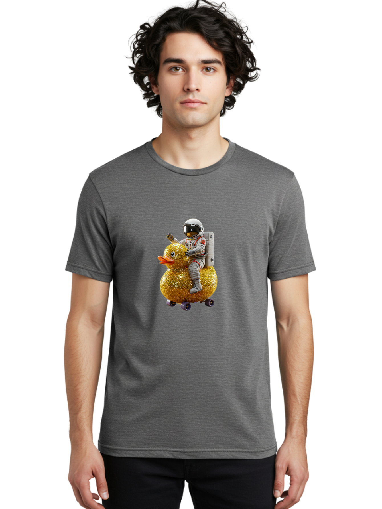 Astronaut-On-Gold-Duck Men'S Graphic Tee, 100% Cotton, Comfortable Casual Summer Wear, Machine Washable, Vintage Camera, Old Camera, Antique Camera, Black Camera, Classic Photography, Photography Equipment, Nostalgic Device, Film Camera, Baj973