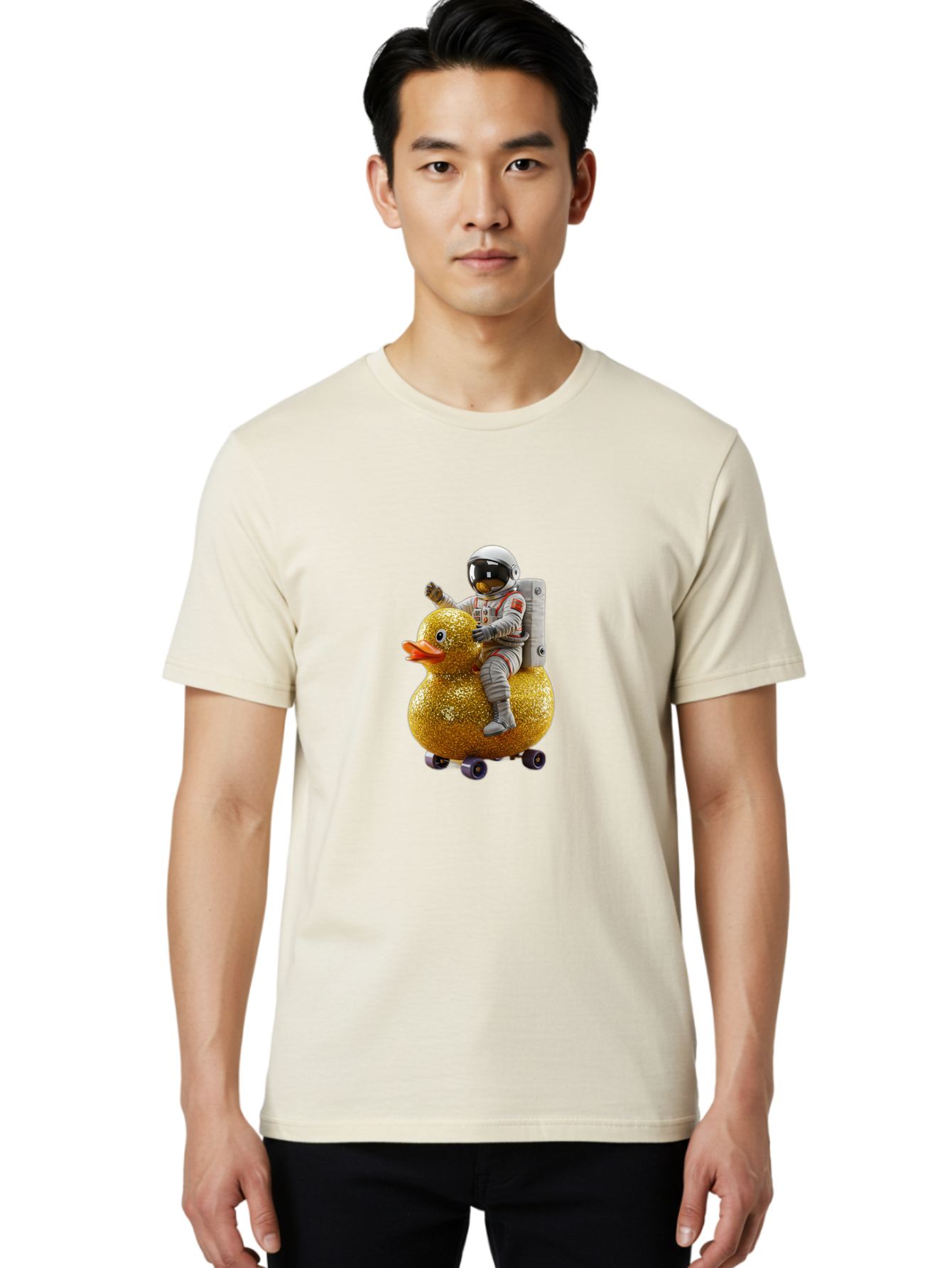 Astronaut-On-Gold-Duck Men'S Graphic Tee, 100% Cotton, Comfortable Casual Summer Wear, Machine Washable, Vintage Camera, Old Camera, Antique Camera, Black Camera, Classic Photography, Photography Equipment, Nostalgic Device, Film Camera, Baj973