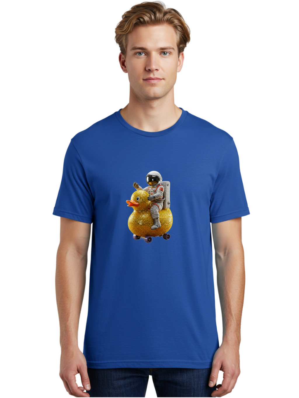 Astronaut-On-Gold-Duck Men'S Graphic Tee, 100% Cotton, Comfortable Casual Summer Wear, Machine Washable, Vintage Camera, Old Camera, Antique Camera, Black Camera, Classic Photography, Photography Equipment, Nostalgic Device, Film Camera, Baj973