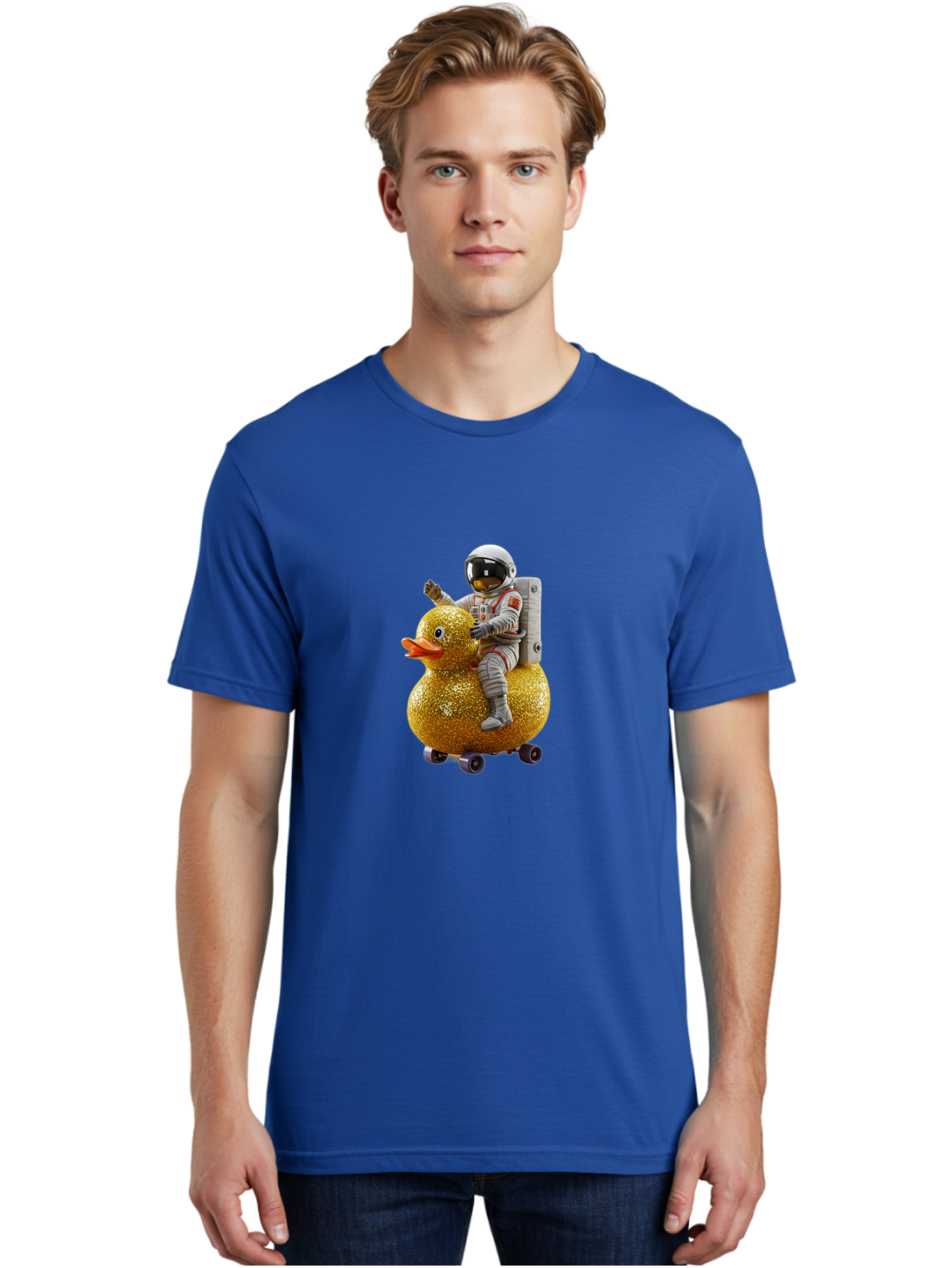 Astronaut-On-Gold-Duck Men'S Graphic Tee, 100% Cotton, Comfortable Casual Summer Wear, Machine Washable, Vintage Camera, Old Camera, Antique Camera, Black Camera, Classic Photography, Photography Equipment, Nostalgic Device, Film Camera, Baj973